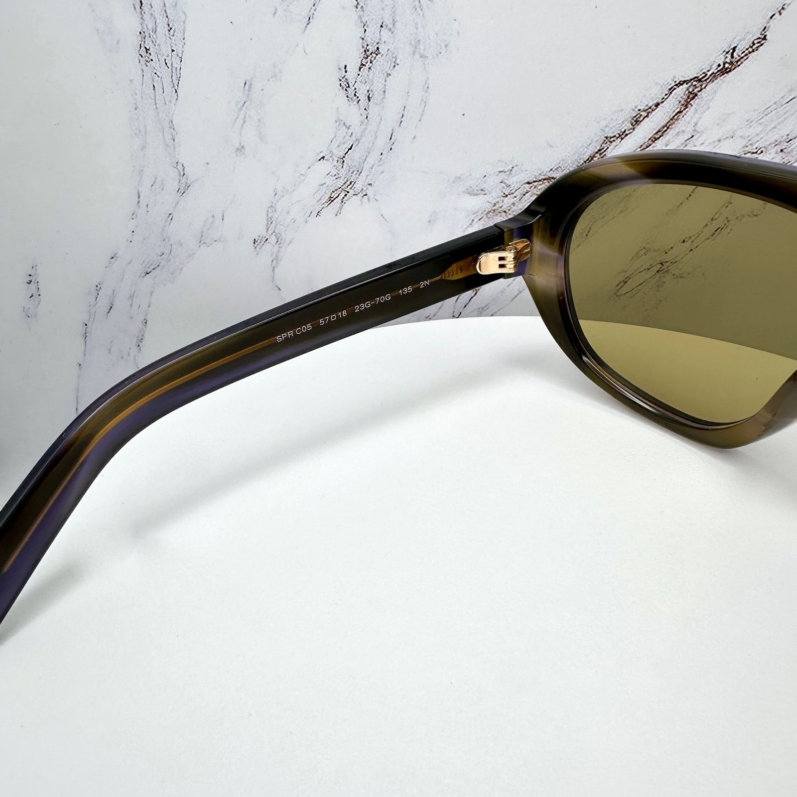 Prada New PRADA Sunglasses Brown Striped Laguna Aviator Shield Size ONE SIZE - 12 Thumbnail