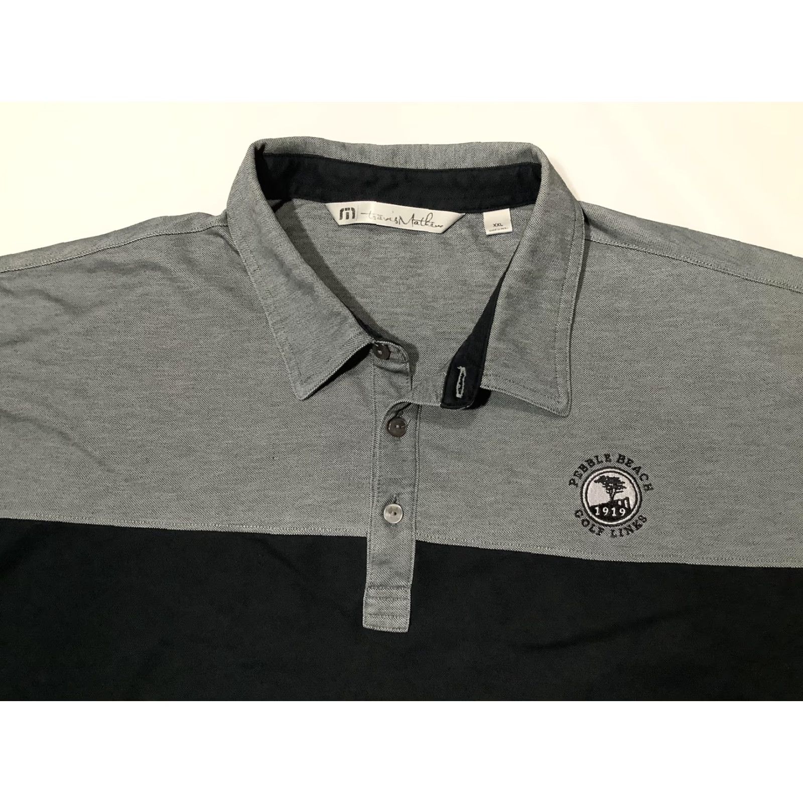 TravisMathew TravisMathew Polo Shirt Mens 2XL Pebble Beach Colorblock Gray Black Short Sleeve Pima Cotton Golf Casual Polo Mens II2XL Black Gray Size US XXL / EU 58 / 5 - 2 Thumbnail