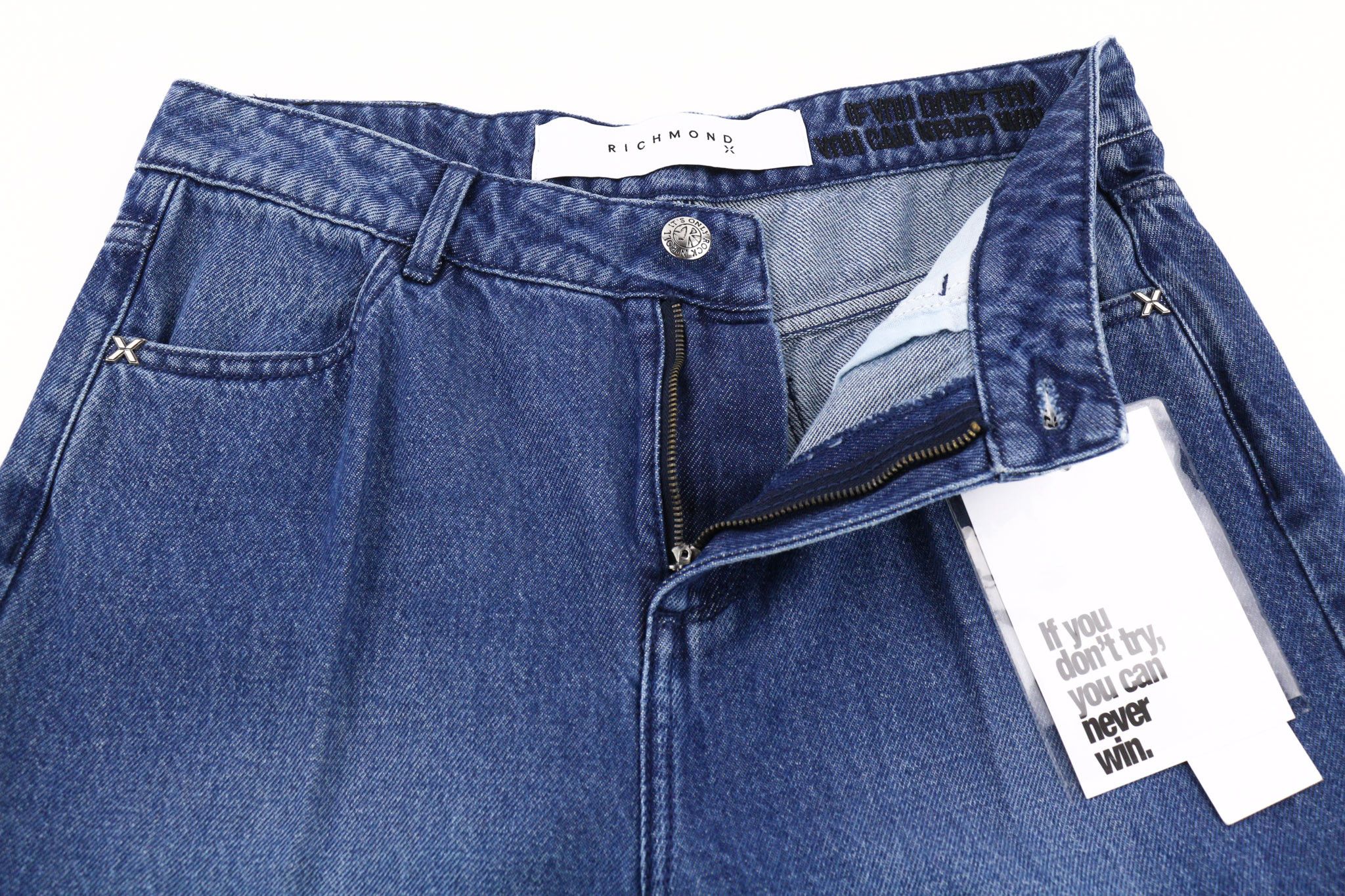 John Richmond W26 Cargo Mid Blue Washed Zipper Denim Jeans 80000 Size 26" / US 2 / IT 38 - 4 Thumbnail