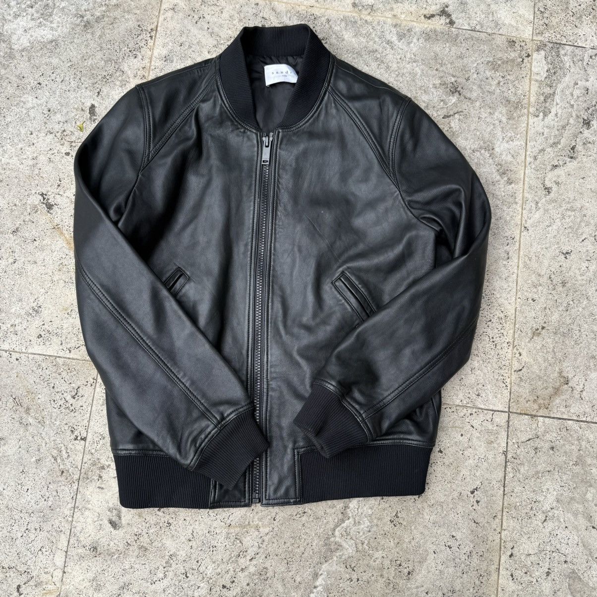 Sandro Sandro faux leather bomber jacket zip up Size L / US 10 / IT 46 - 1 Thumbnail