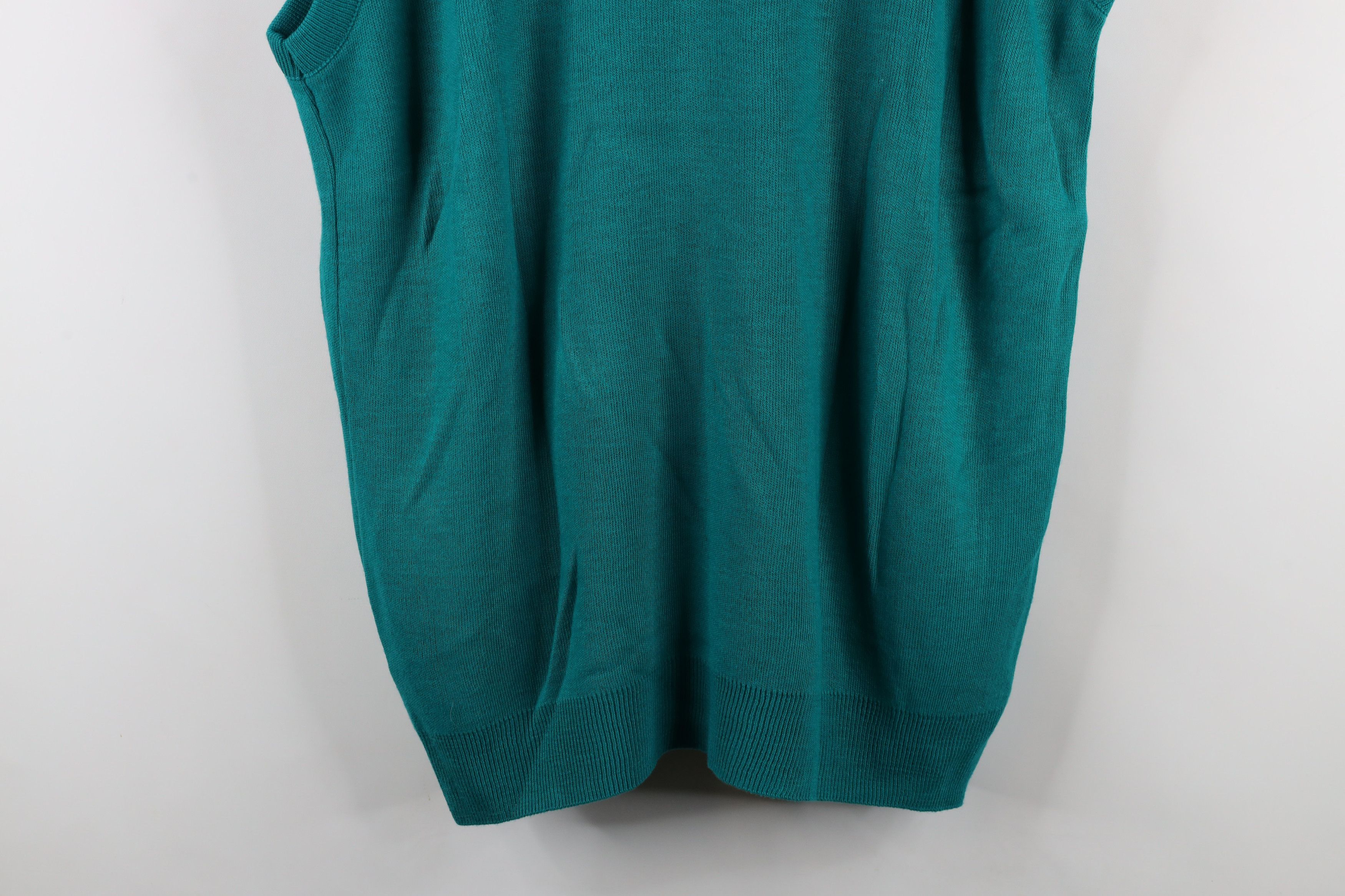 Vintage Vintage 90s Streetwear Knit V-Neck Sweater Vest Teal USA Size US XXL / EU 58 / 5 - 11 Thumbnail