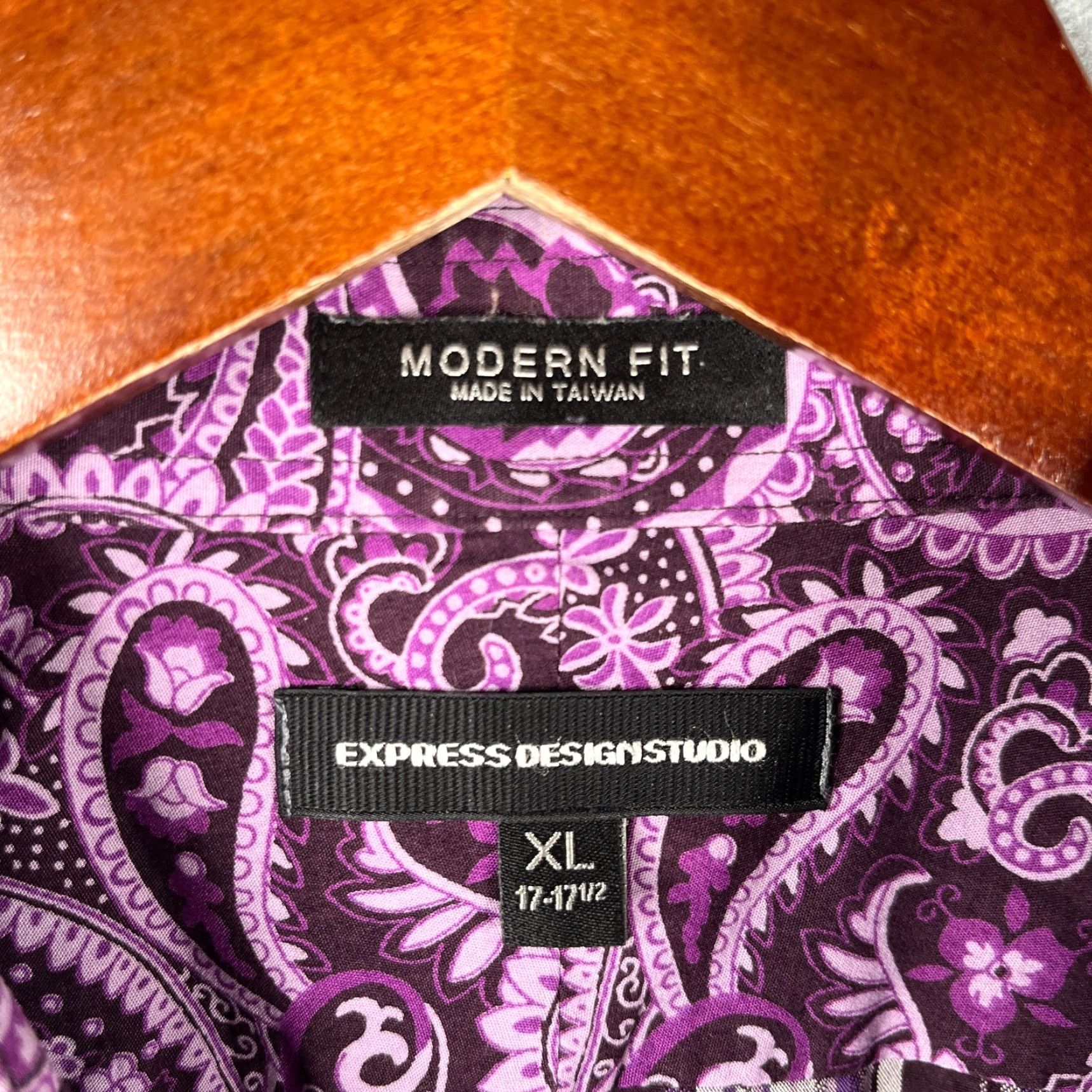 Express Express Shirt XL Purple Modern Fit Button-Up Long Sleeve Mens Folded for Casual Party/Cocktail Size US XL / EU 56 / 4 - 5 Thumbnail