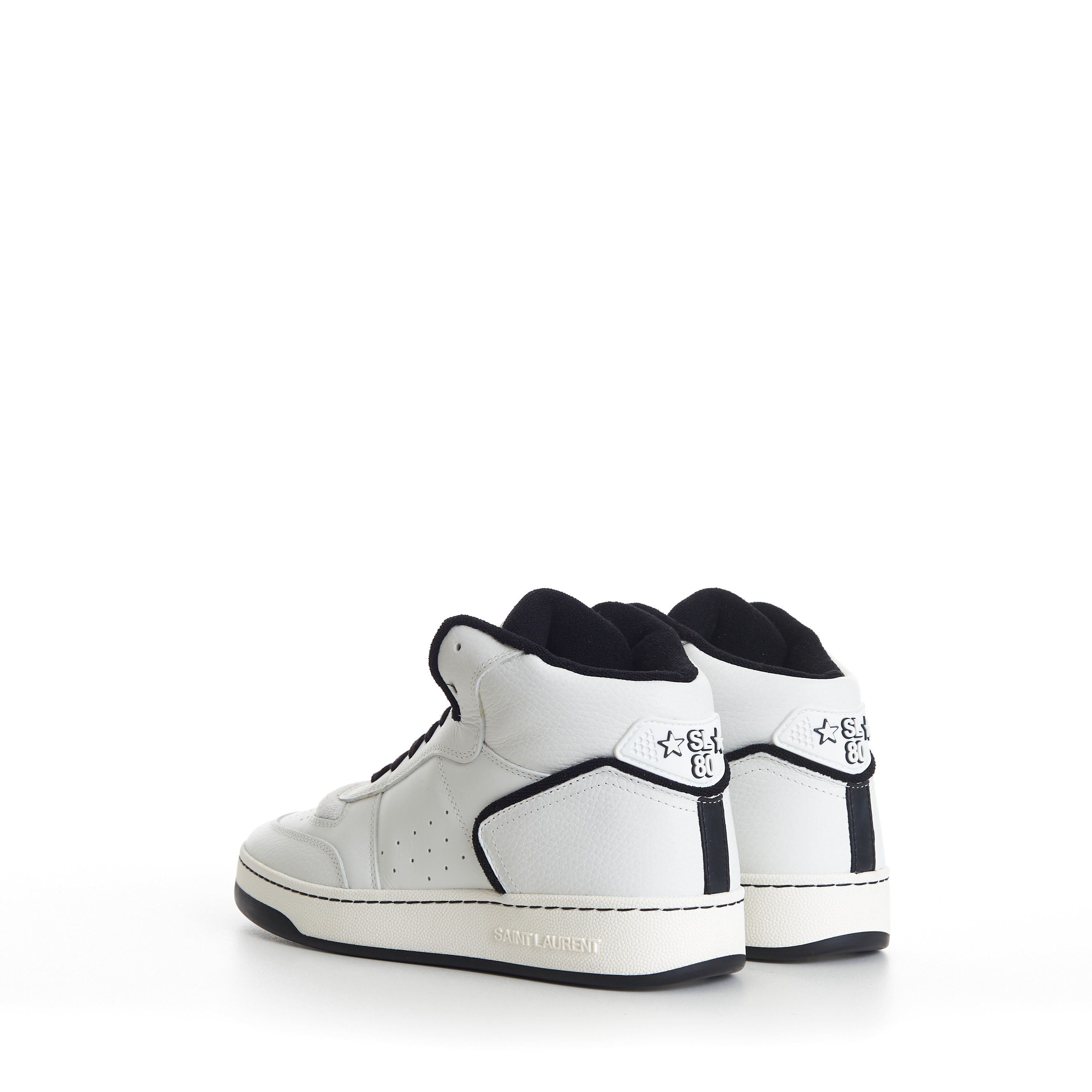 Saint Laurent Paris SL/80 White Mid-top Sneakers - Smooth & Grained Leather Size US 9 / EU 42 - 6 Thumbnail