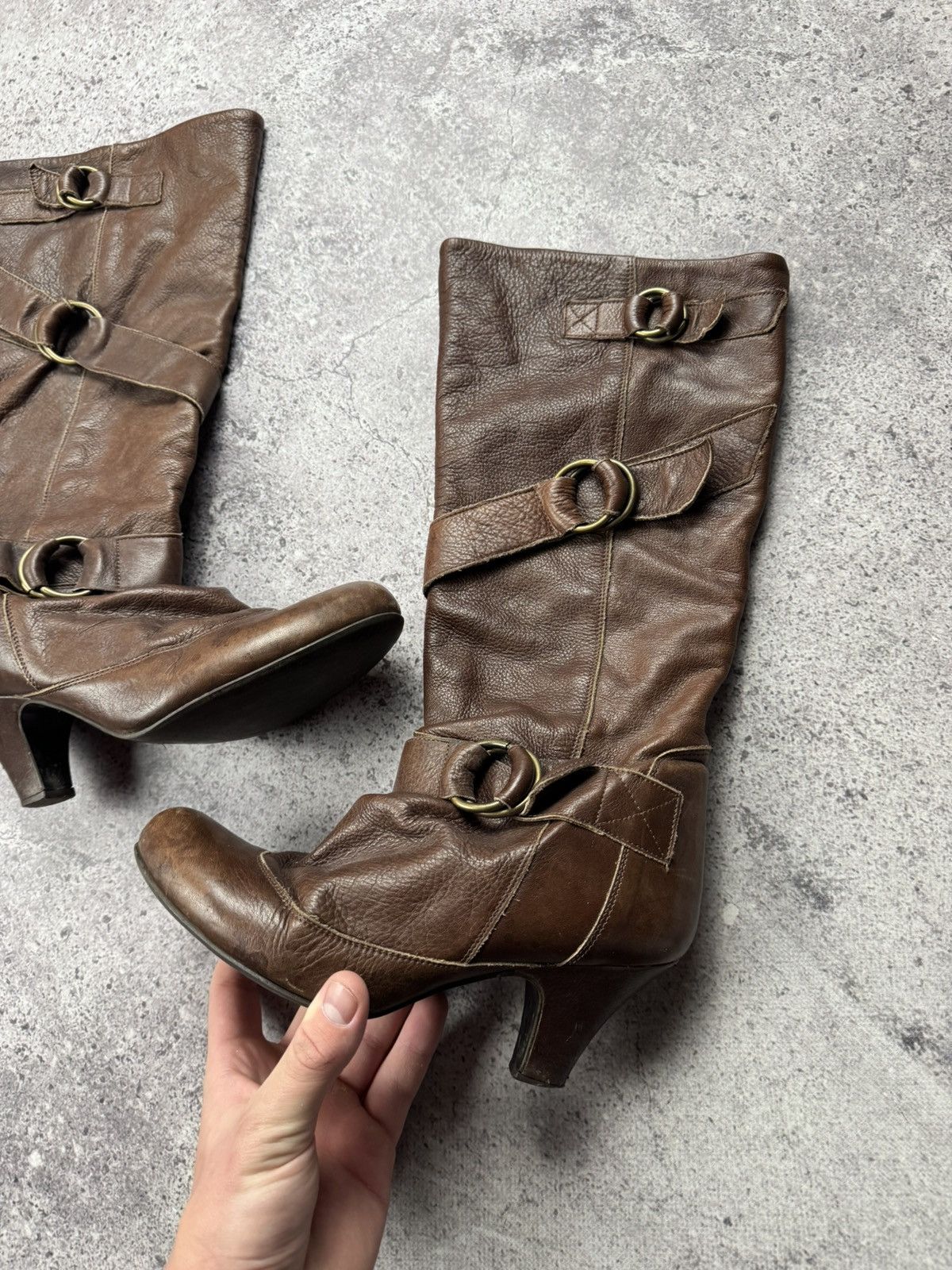 If Six Was Nine Vintage Italian AS98 Heel Leather Biker Boots In Brown Size US 7 / IT 37 - 9 Thumbnail