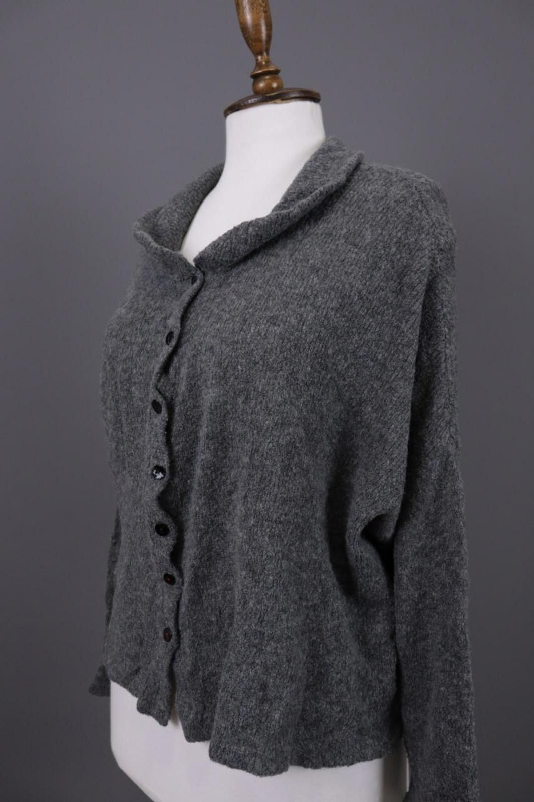 Designer Grizas Gray Wool Lagenlook Textured Sweater Size XL Size XL / US 12-14 / IT 48-50 - 7 Thumbnail