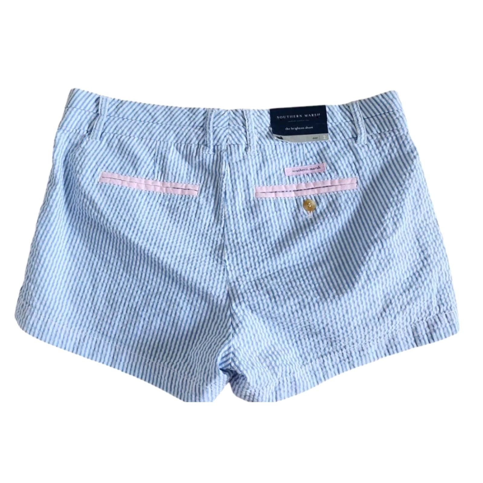 Southern Marsh Brighton Short The Women’s Striped Pink Trim Seersucker SZ 2