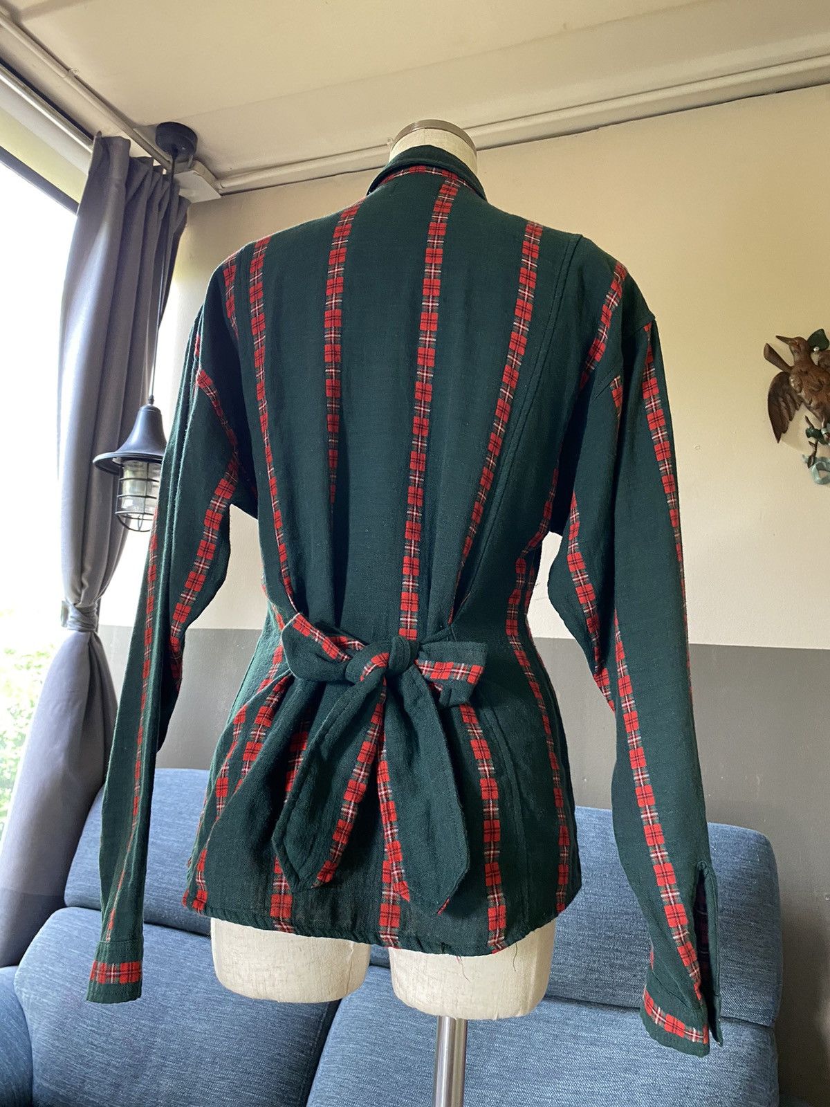 Designer × Vintage NARA CAMICE Green Long-Sleeve Shirt with Red Stripes Size M / US 6-8 / IT 42-44 - 11 Thumbnail