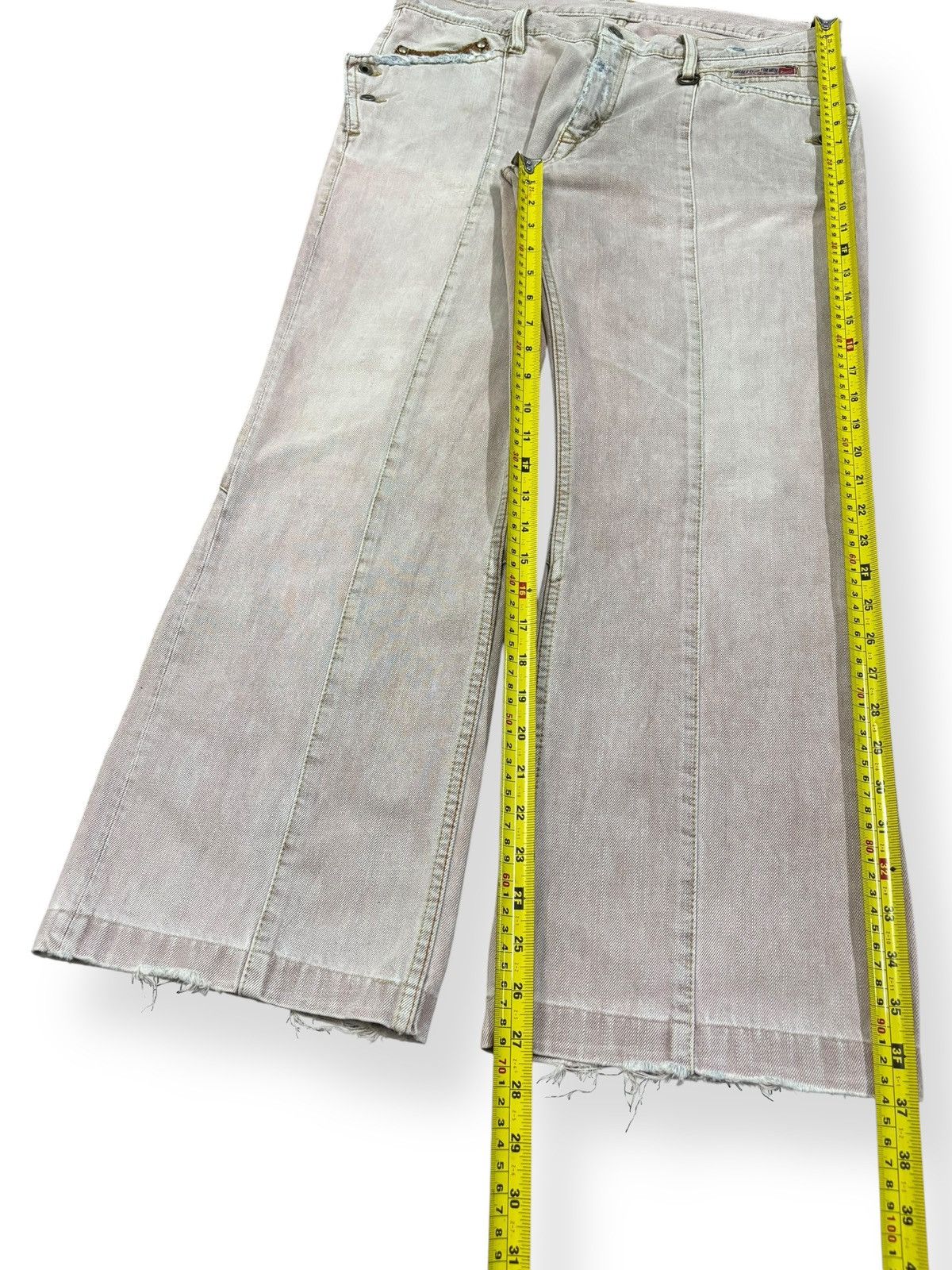 Tornado Mart Nicole Club Python Skin Bootcut Flare Distress Grunge Jeans Size US 33 - 13 Thumbnail