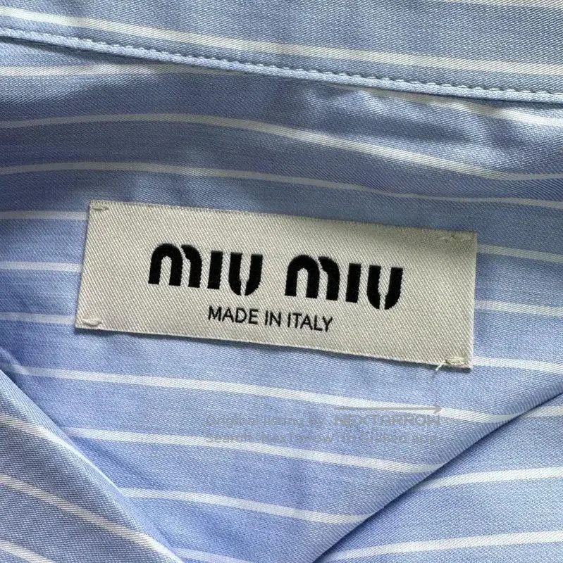Miu Miu Miu Miu Striped Blue Cotton Shirt for Women . Size XS / US 0-2 / IT 36-38 - 4 Thumbnail