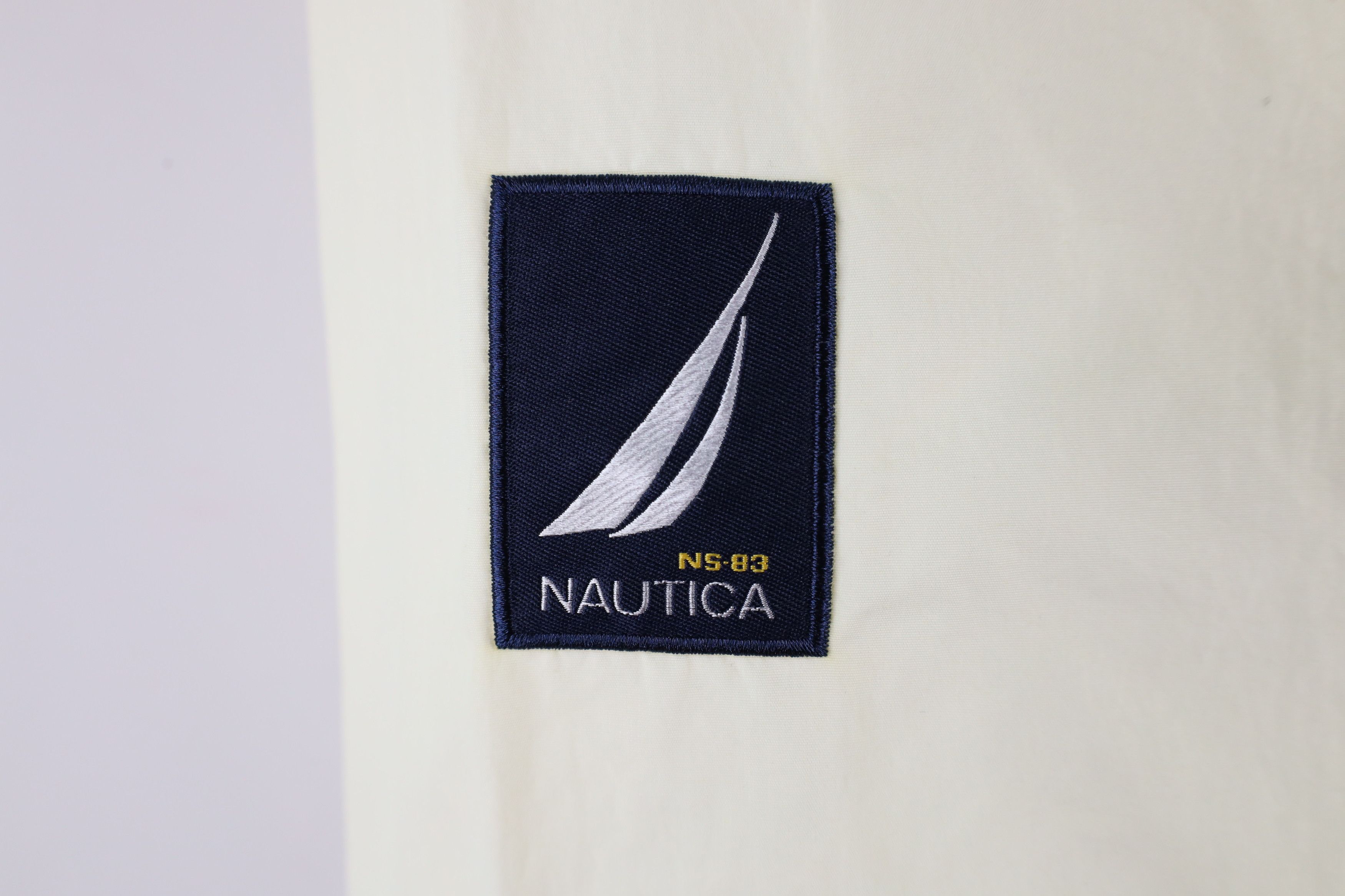 Nautica × Vintage Vintage 90s Nautica Hooded Sailing Windbreaker Jacket Cream Size US L / EU 52-54 / 3 - 4 Thumbnail