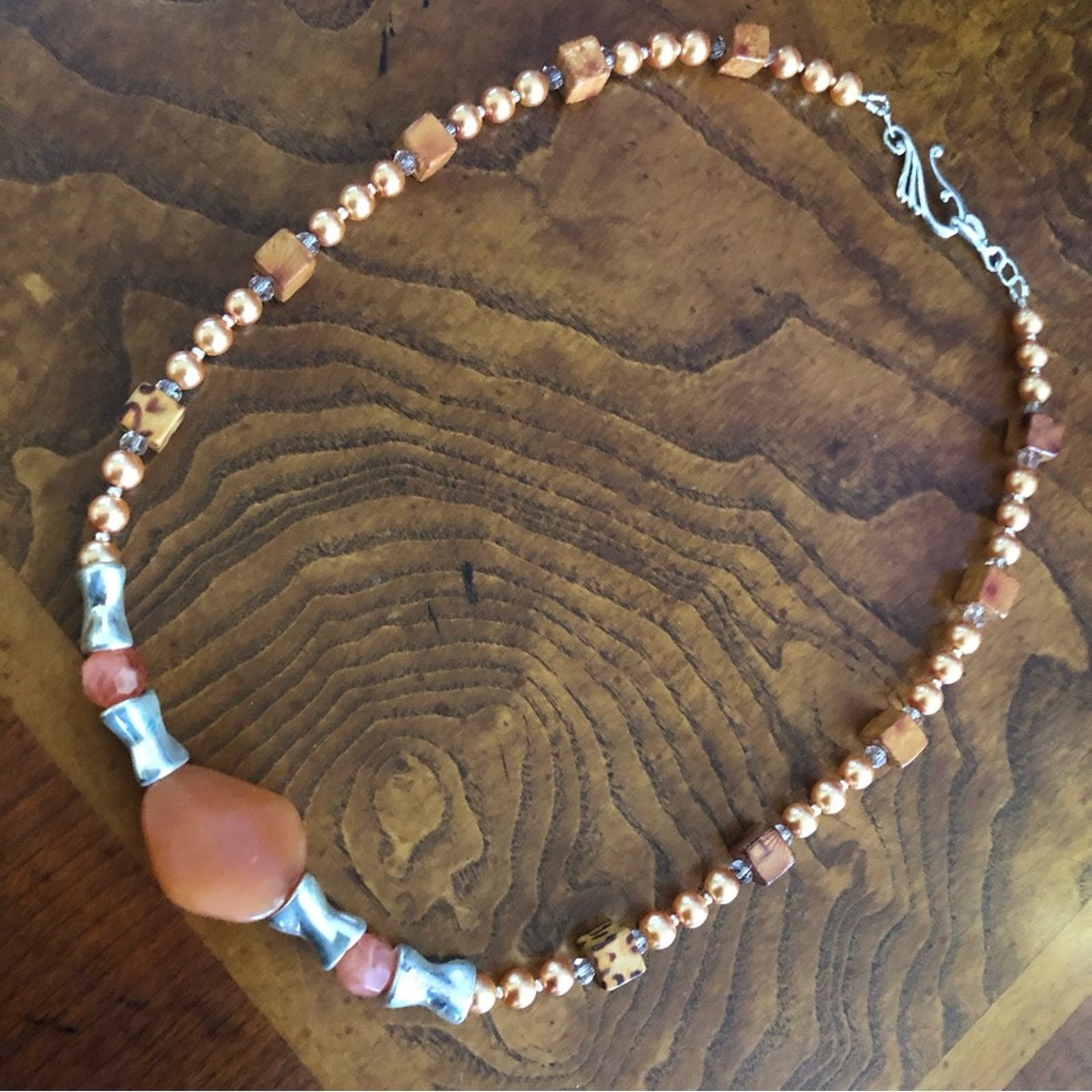 Handmade Handcrafted repurpose mixed material bead Pearl necklac Size ONE SIZE - 8 Thumbnail