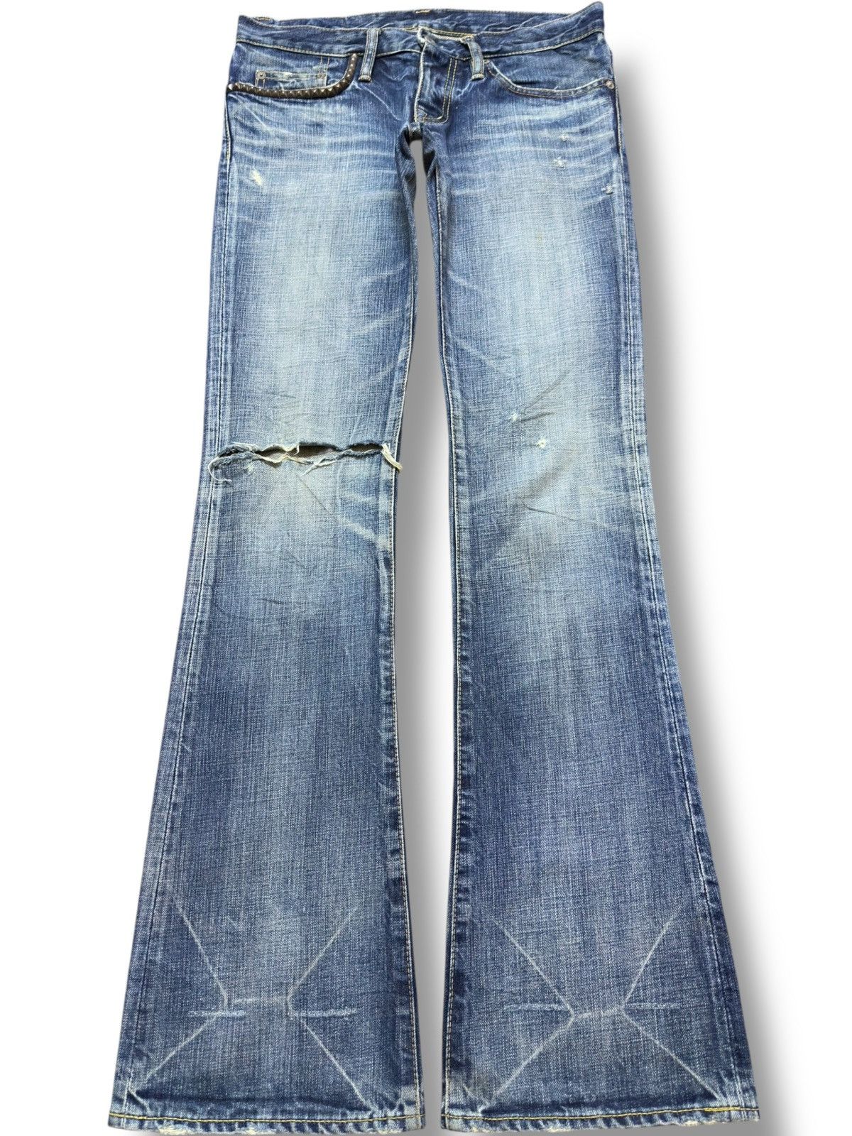 Vintage Hysteric Glamour Flare Studded Distressed Denim