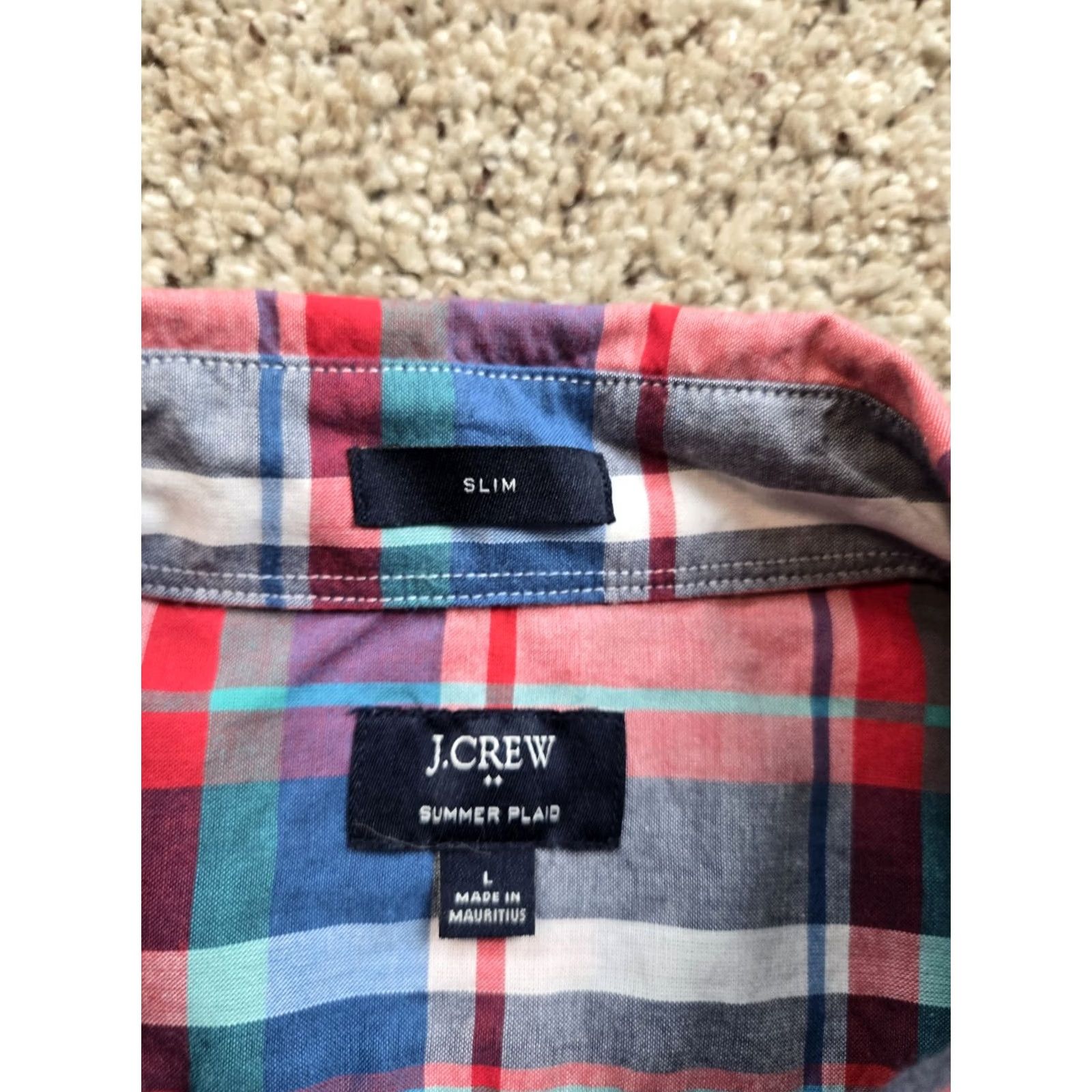 J.Crew J.CREW Shirt Mens Large Red Plaid Slim Fit Long Sleeve Cotton Button Up Size US L / EU 52-54 / 3 - 4 Thumbnail
