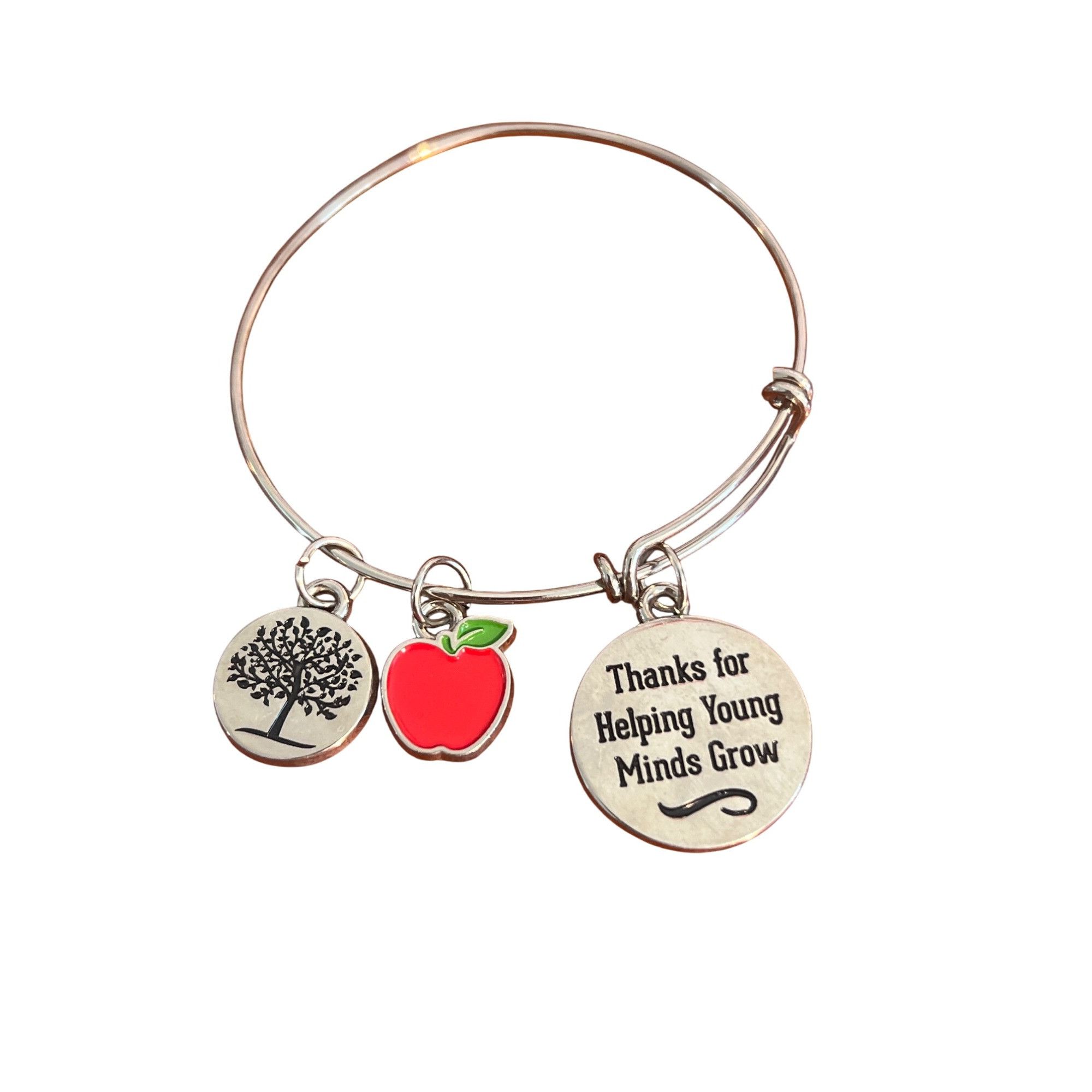 Other Silver Tone Adjustable Bangle Bracelet Teacher Gift Thanks H Size ONE SIZE - 3 Thumbnail