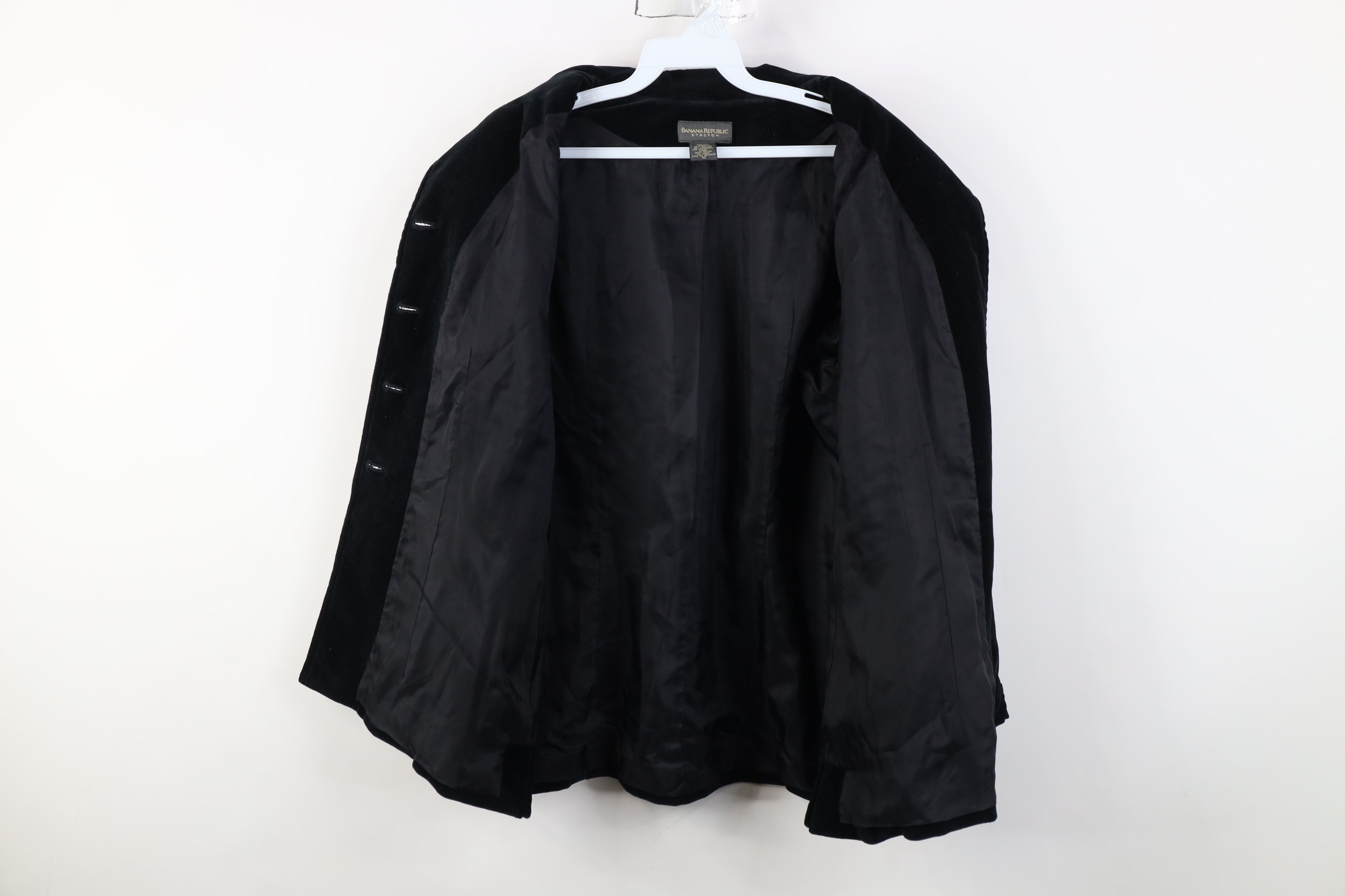 Banana Republic Vintage Banana Republic Velvet Velour Button Jacket Black Size L / US 10 / IT 46 - 8 Thumbnail