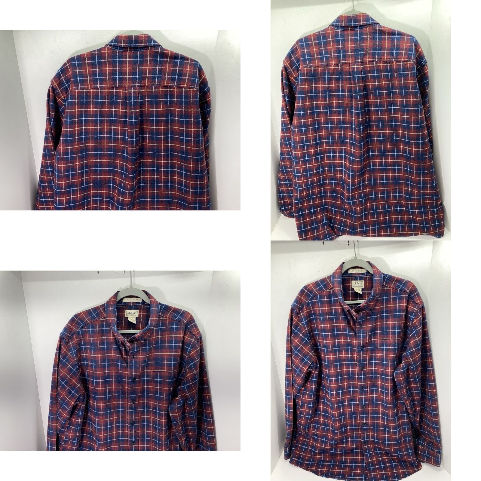 Vintage LL Bean Flannel Shirt Men XL Tall Blue Plaid Button Long Sleeve Cotton Shirt Size US XL / EU 56 / 4 - 8 Thumbnail