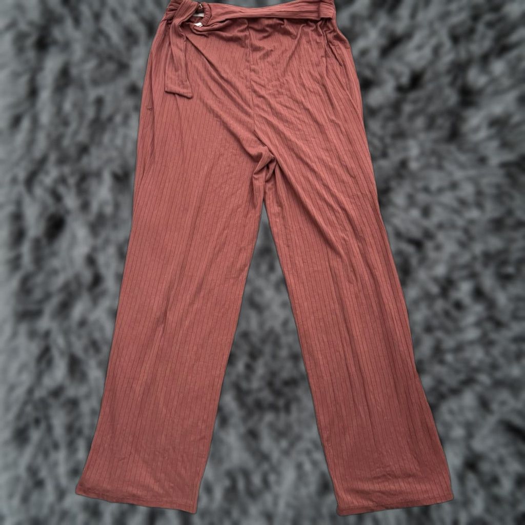 Vintage Juniors Plus 2XL Flowy Pants Belted Wide-Leg Boho Chic Pink Size 40" / US 18 - 1 Thumbnail