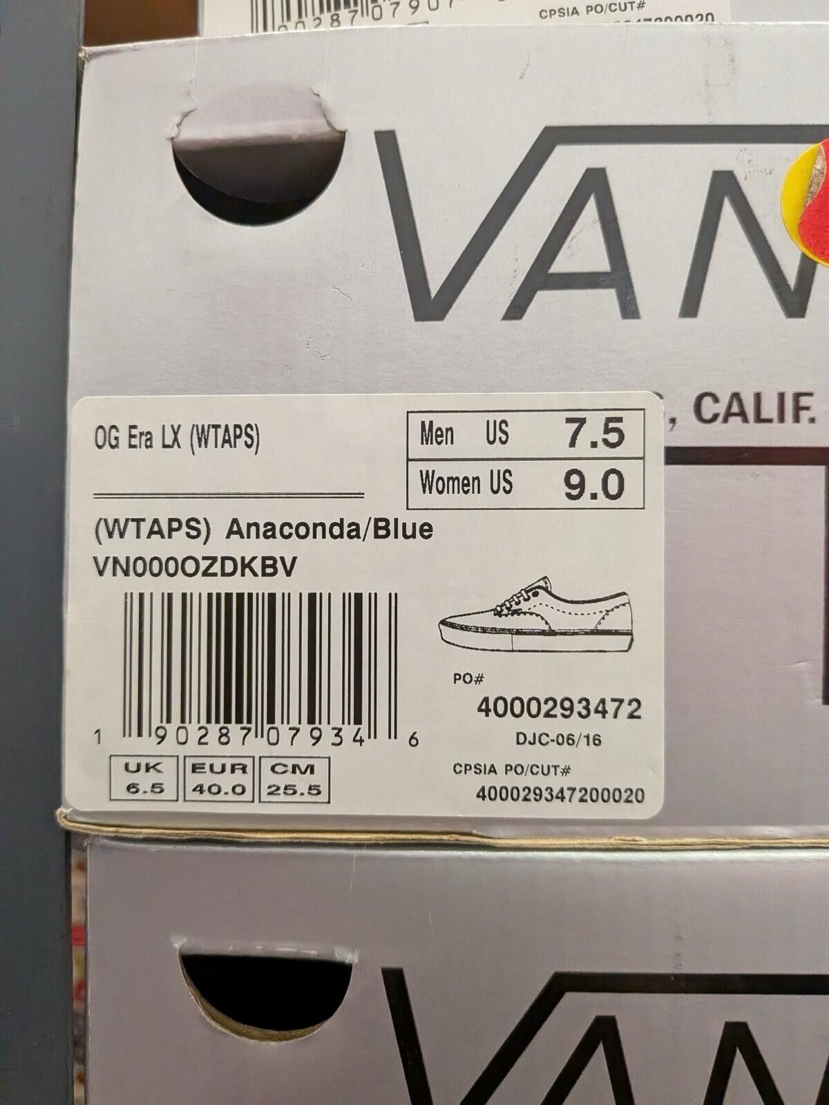 Vans Vans x WTAPS OG Era LX Anaconda Blue US7.5 Size US 7.5 / EU 40-41 - 7 Thumbnail