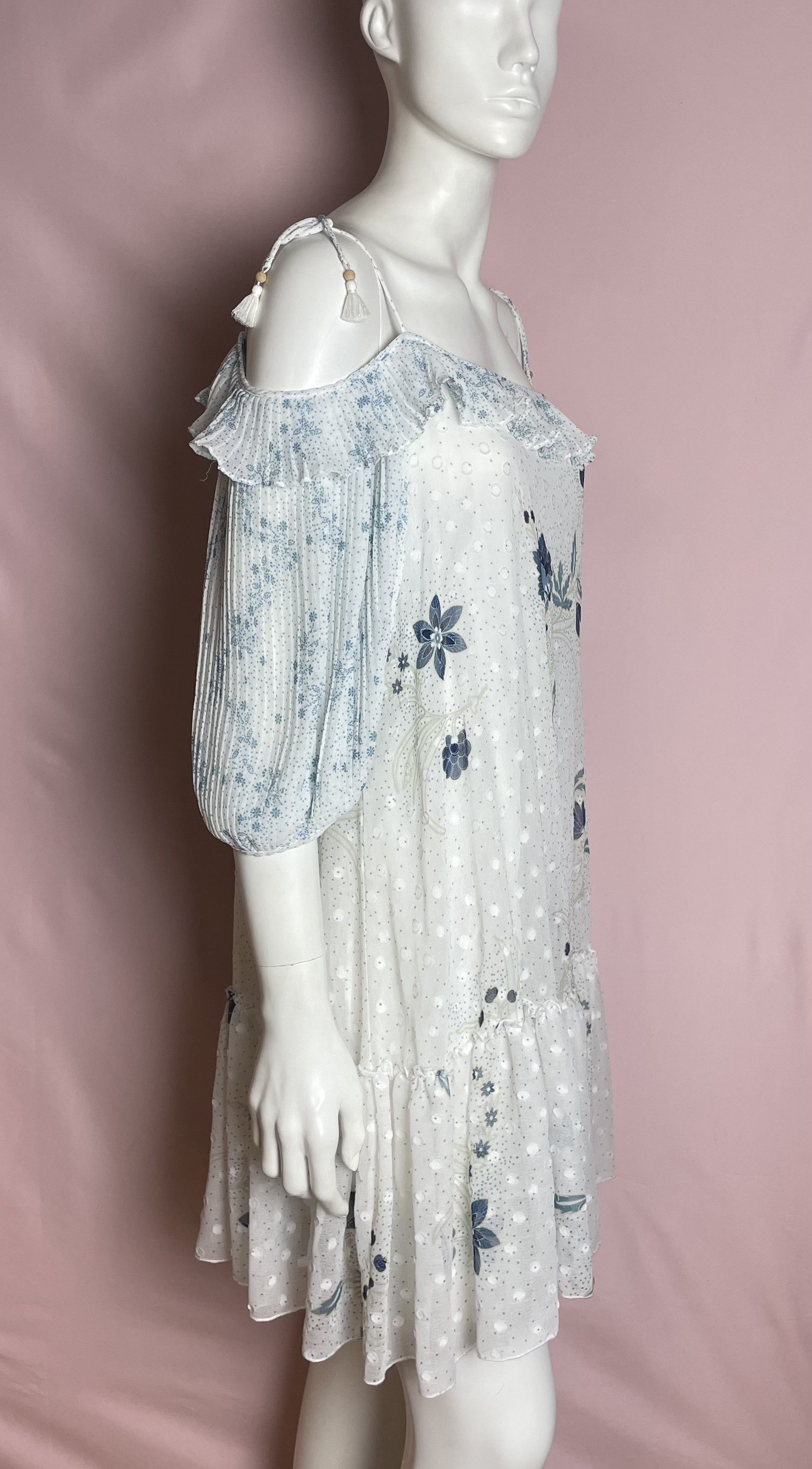 See by Chloe See by Chloé White Blue Floral Mini Dress EU 36 Size S / US 4 / IT 40 - 5 Thumbnail