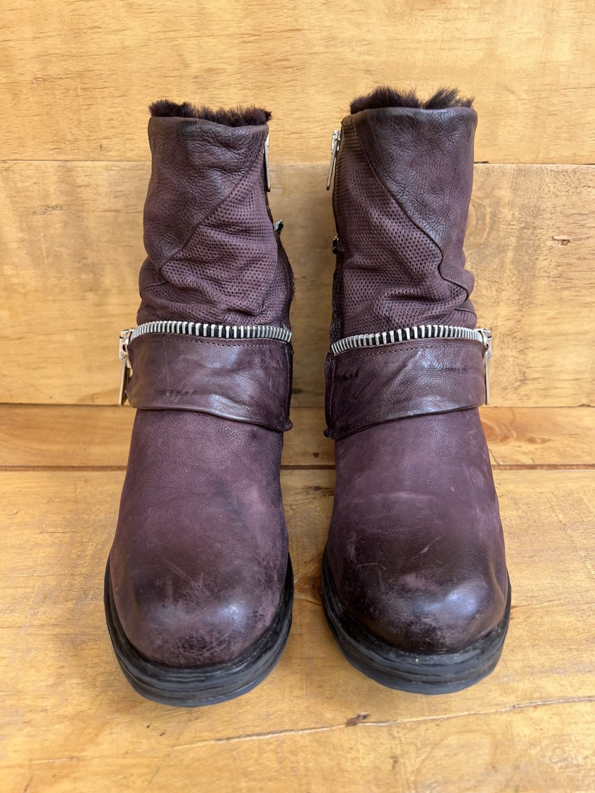 A.S.98 A.S.98 Ankle Leather boots Burgundy With Fur Inside Size US 7 / IT 37 - 5 Thumbnail