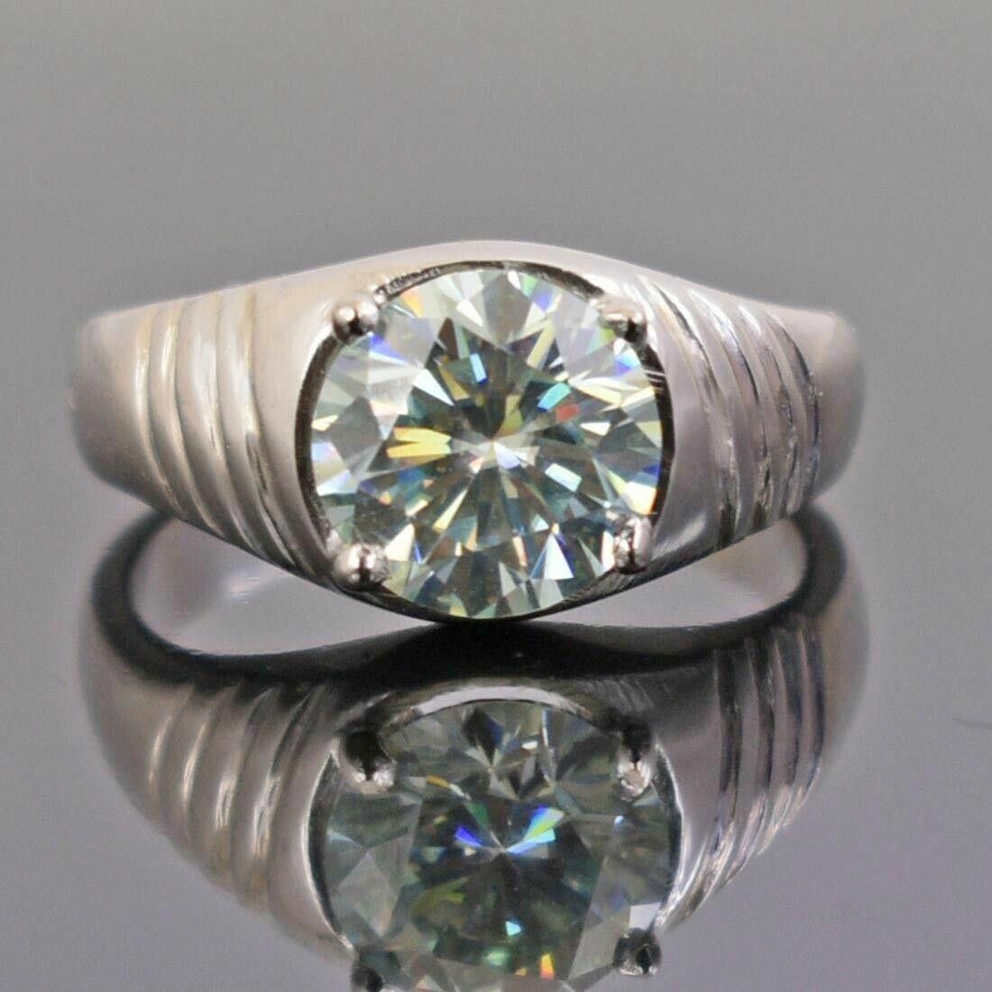 Handmade Hand Made Silver Solitaire Off White Diamond Ring 2.40 Cts Size ONE SIZE - 2 Thumbnail