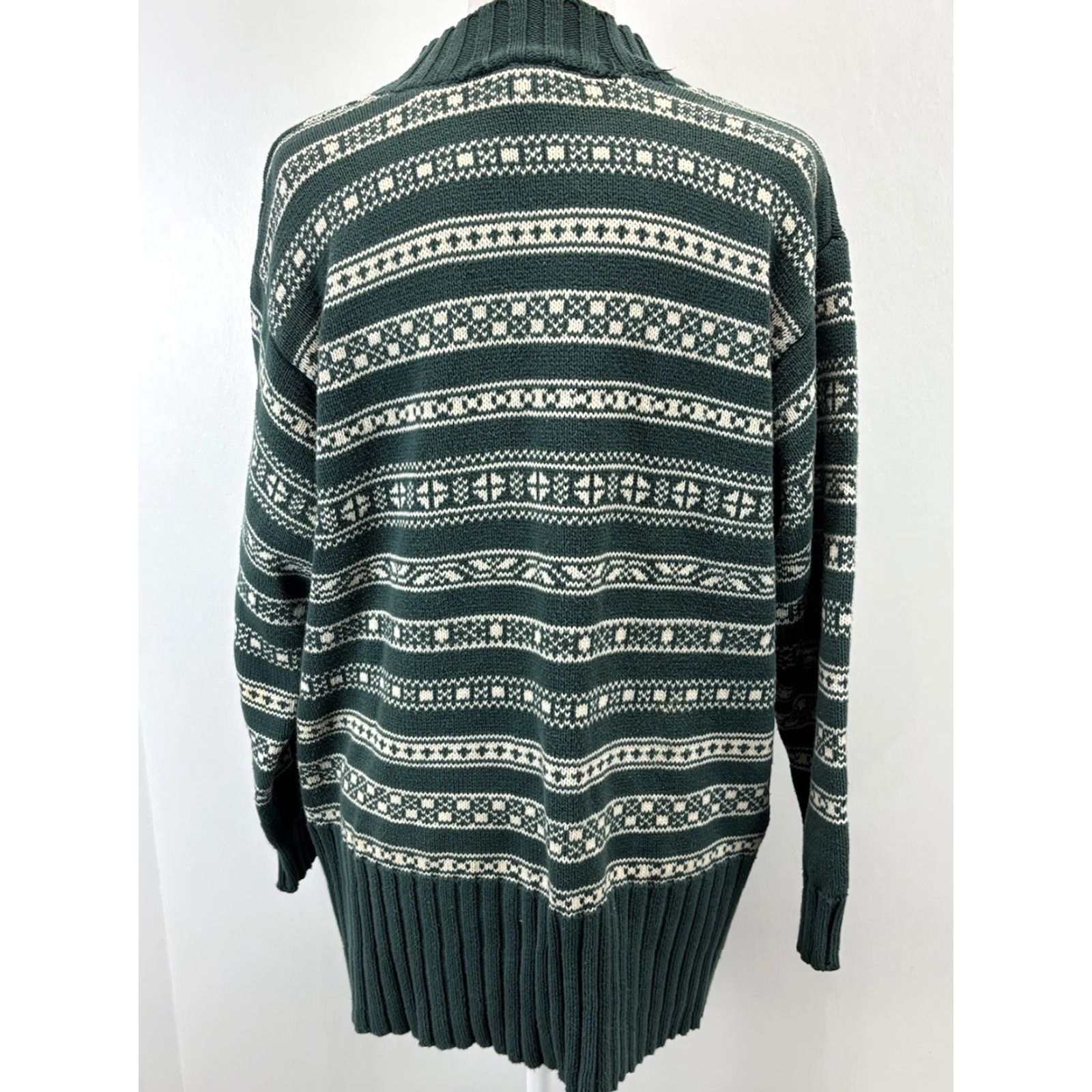 Gap VINTAGE Gap Snowflake Mock Neck Sweater L Women Green Pullover Knit Cotton Fair Isle 60s-90s style Size L / US 10 / IT 46 - 3 Thumbnail