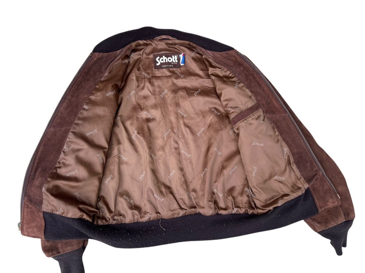 Schott 80s Schott Brown Suede Leather Bomber Jacket Size US L / EU 52-54 / 3 - 14 Thumbnail