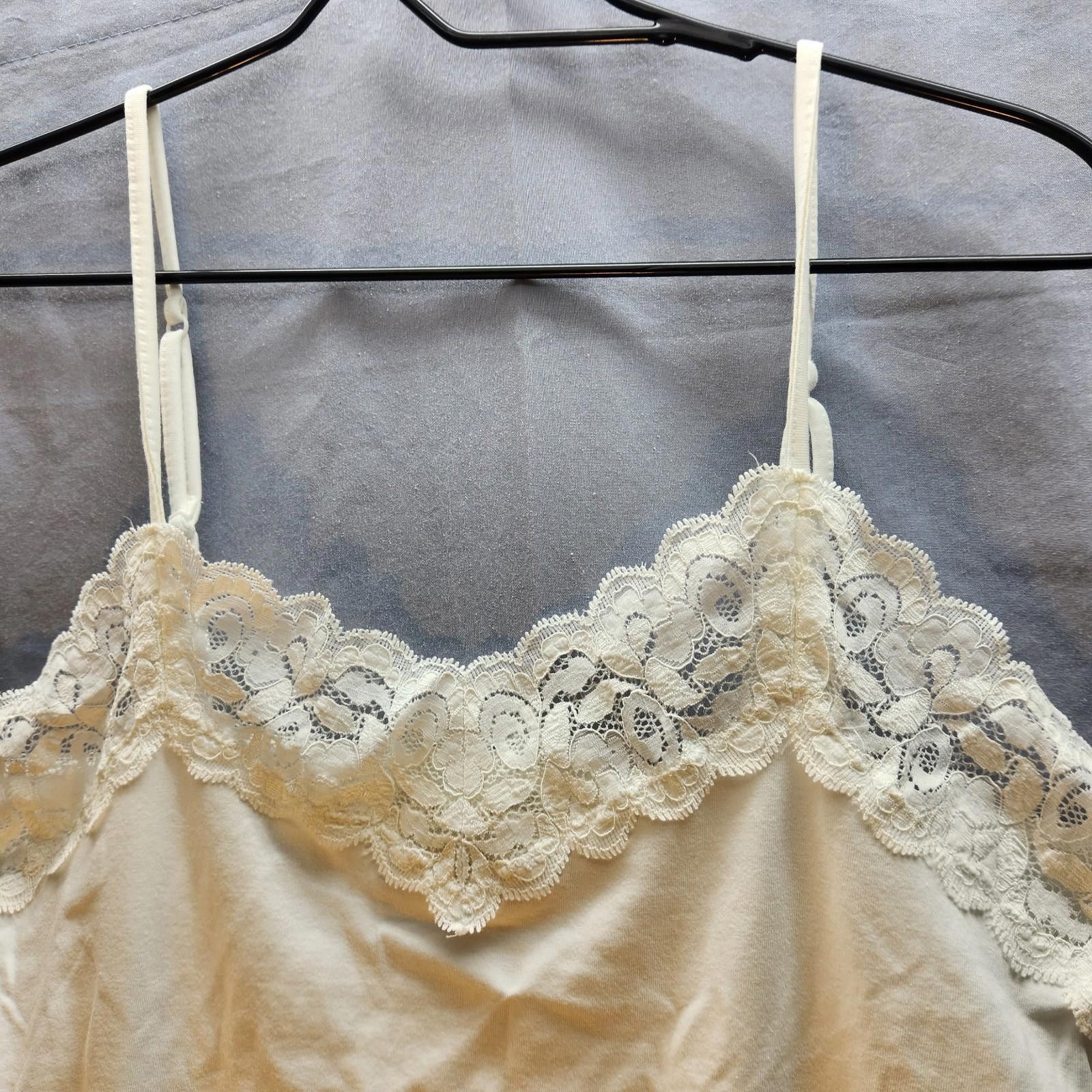 Designer Garnet Hill Lace Accented Cami Tank White Size Large NWOT Size L / US 10 / IT 46 - 2 Thumbnail