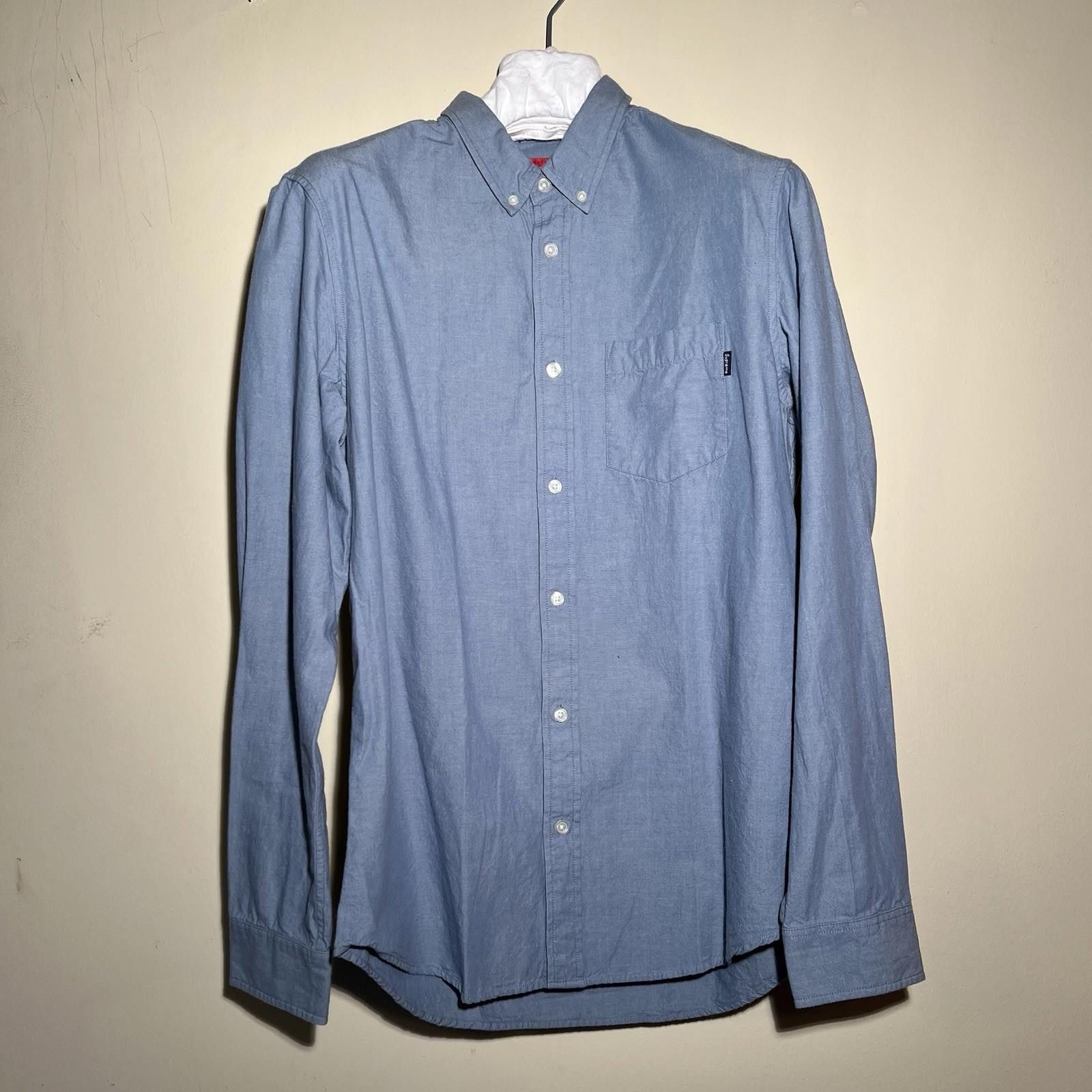 Supreme Pre-Owned SUPREME L/S CHAMBRAY SHIRT BLUE LARGE Size US L / EU 52-54 / 3 - 1 Thumbnail