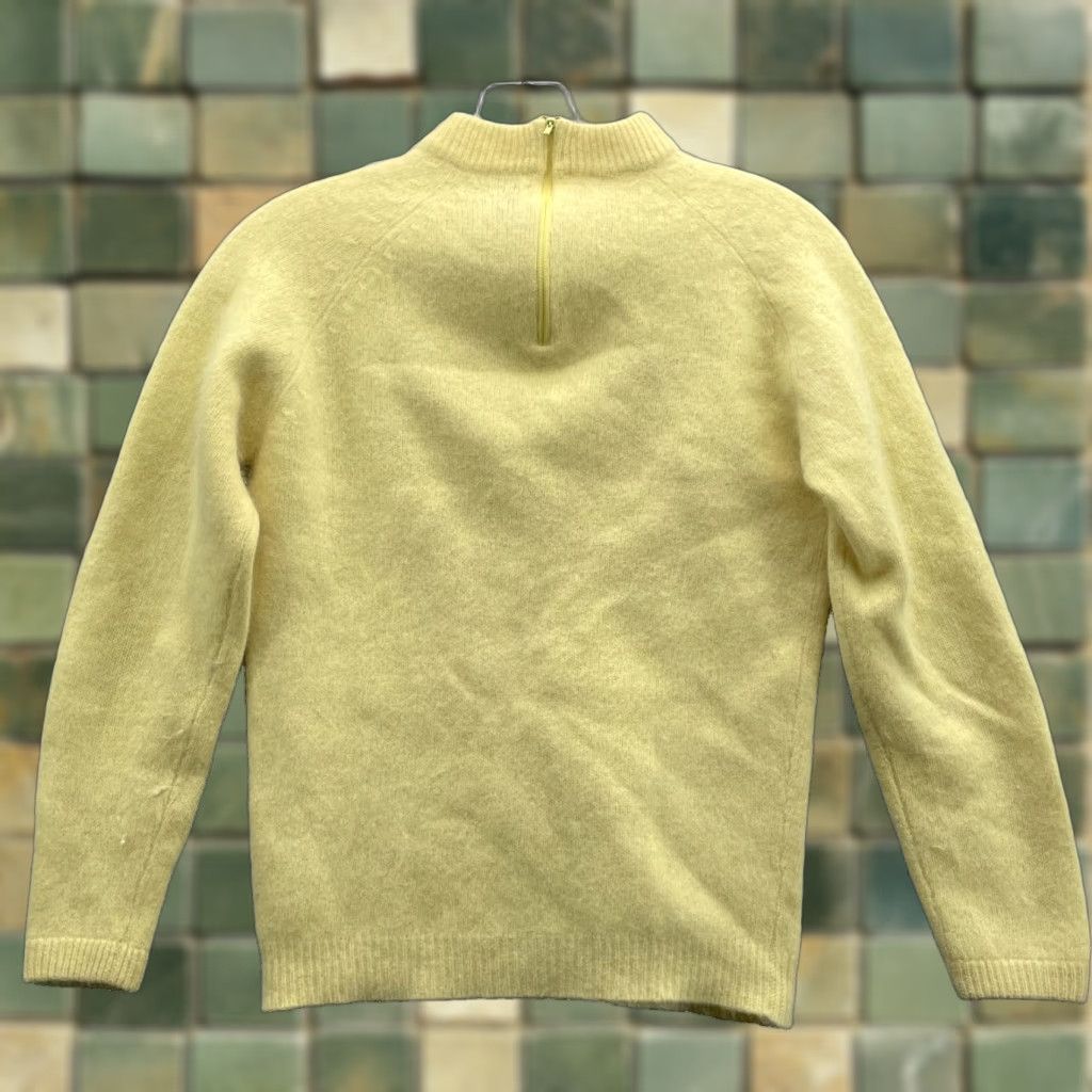 VINTAGE Full Fashion Imports Angora Rabbit Lambswool Sweater Women XS/S Yellow Hand Loomed Japan Knit