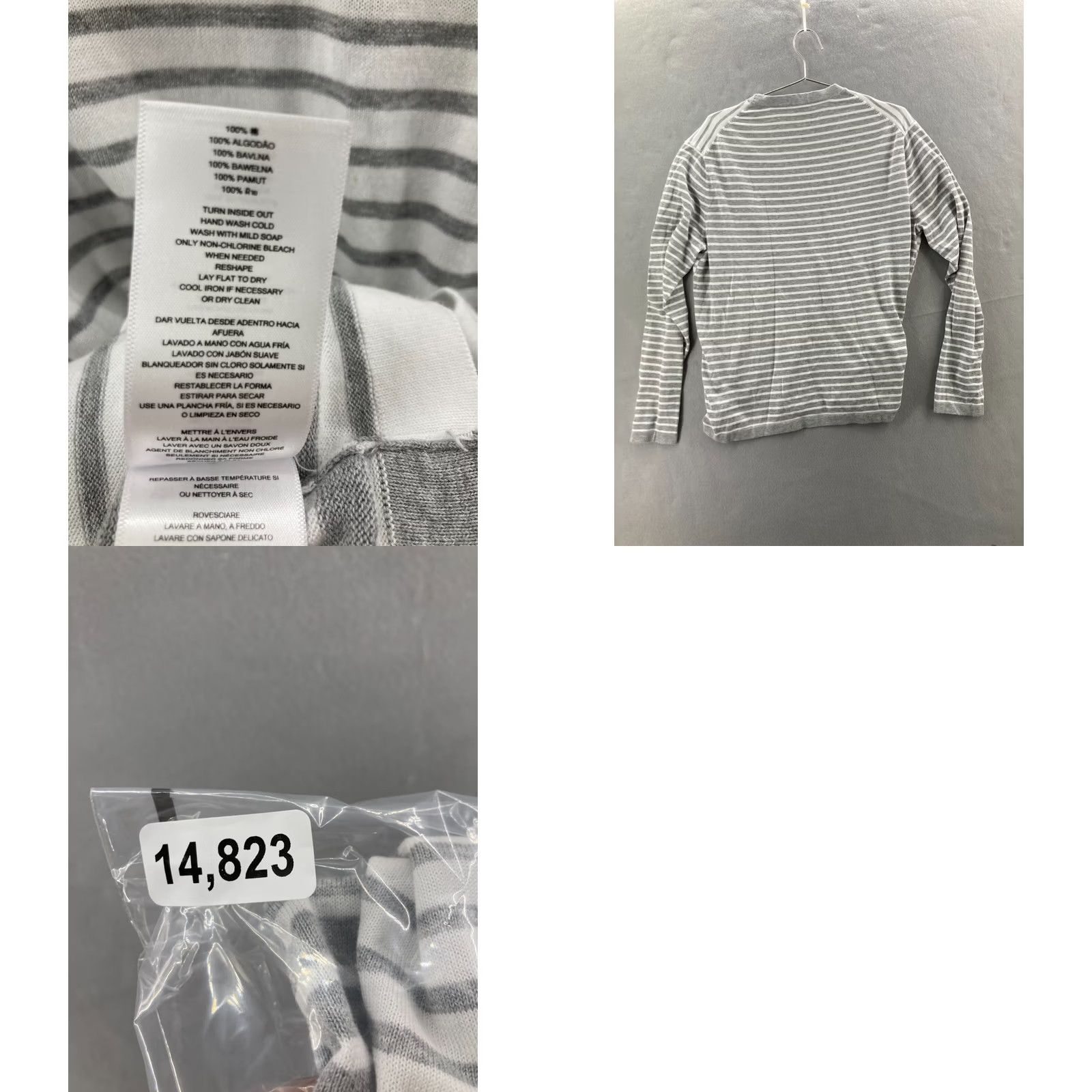 Michael Kors Michael Kors Sweater Mens XL Gray White Striped Crew Neck Pullover Casual Knit Tight-Knit Long Sleeve Regular Fit Size US XL / EU 56 / 4 - 8 Thumbnail