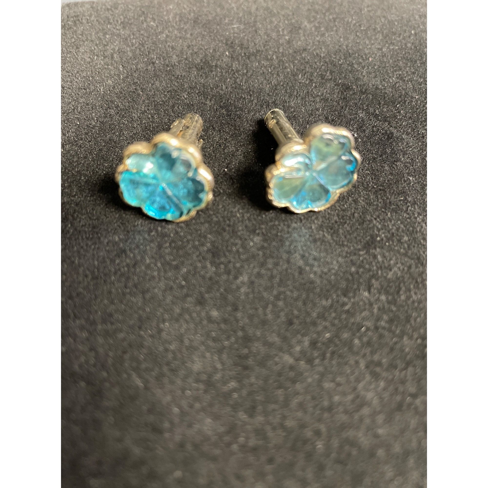 Other Vintage Men's Cufflinks Aqua Blue Stone 4 leaf clover with s Size ONE SIZE - 1 Thumbnail