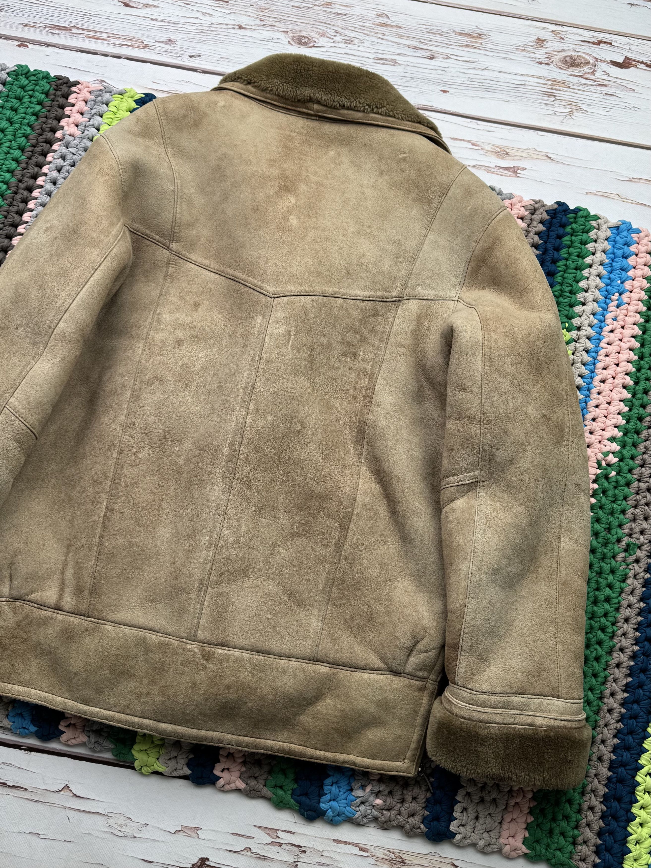 Japanese Brand Vintage Real Sheepskin Coat With Asymmetry Zip (ET1)(D15) Size US L / EU 52-54 / 3 - 15 Thumbnail