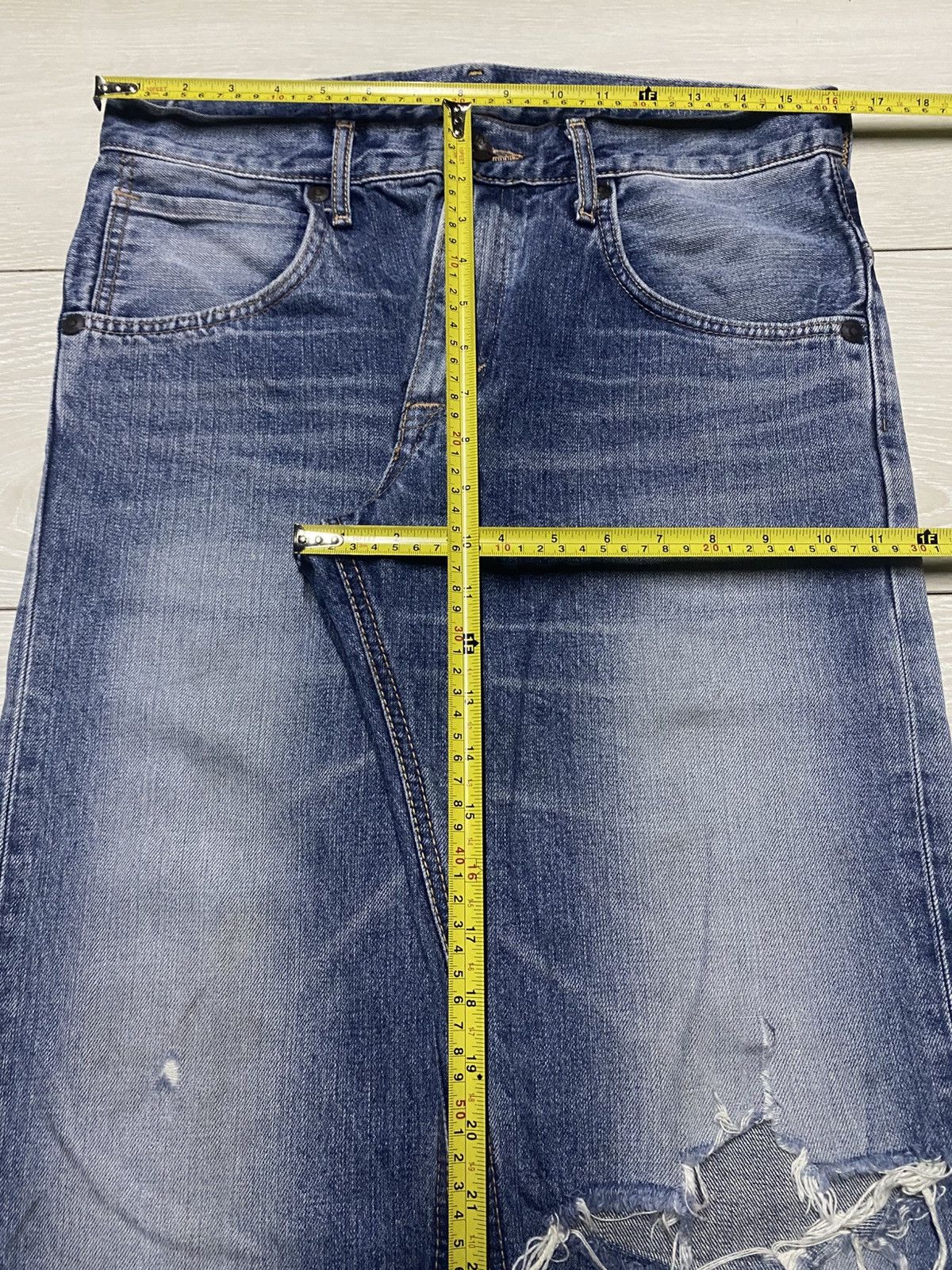 Edwin Edwin Exclusive Vintage Blue wash Distressed Loose Jeans Size US 32 / EU 48 - 11 Thumbnail