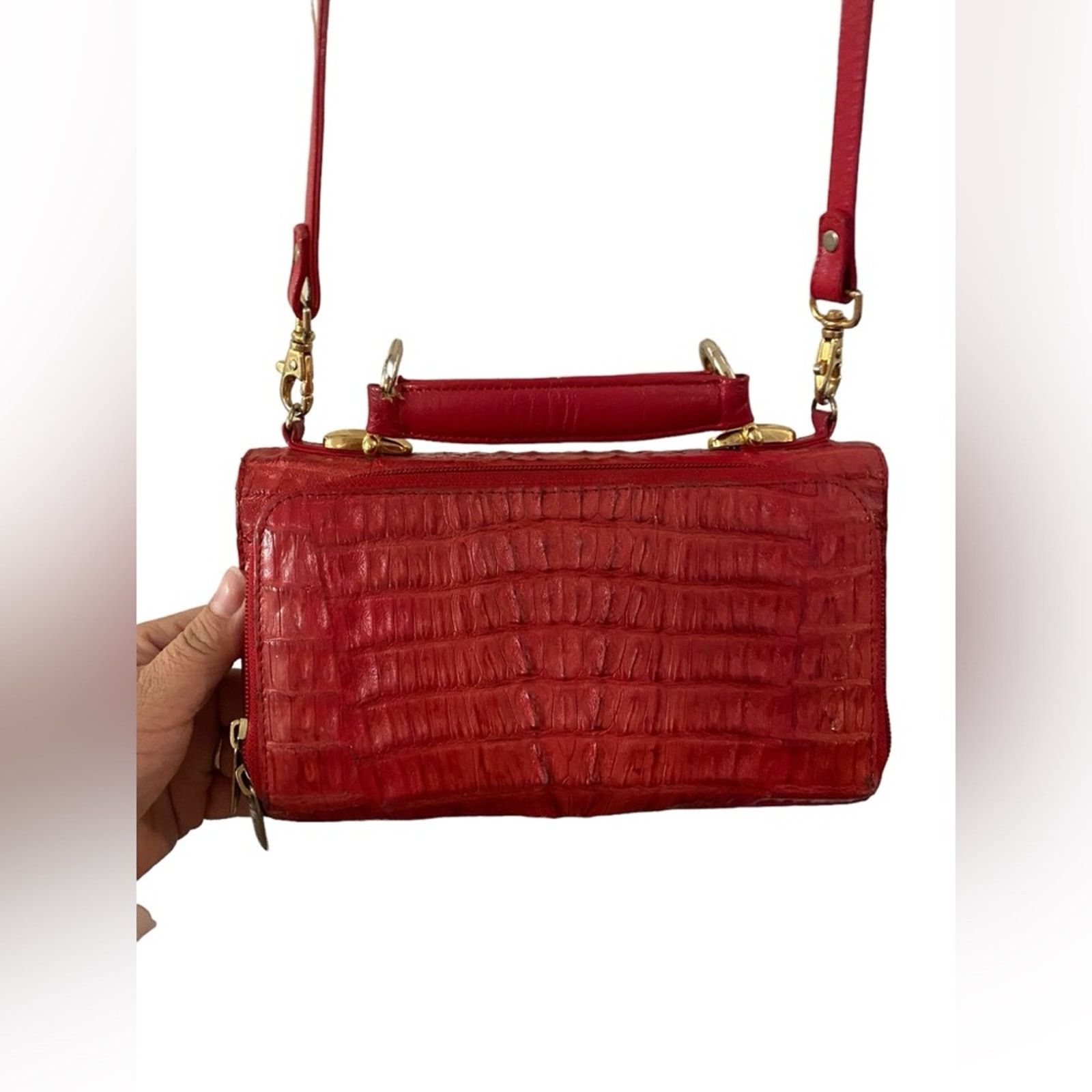 Other LOS ALTOS BOOTS Western Wear Croc Leather Purse Handbag Red Size ONE SIZE - 2 Thumbnail