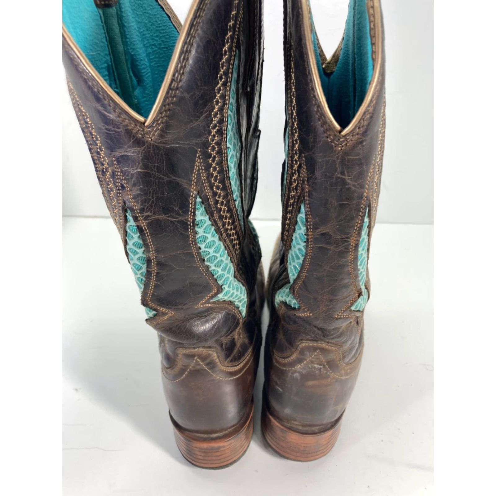 Ariat Ariat Venttek Ultra Boots Women Size 9 B Turquoise Brown 12 Inch Western Leather Square Toe Pull On Mens? Womens Size US 9 / IT 39 - 6 Thumbnail