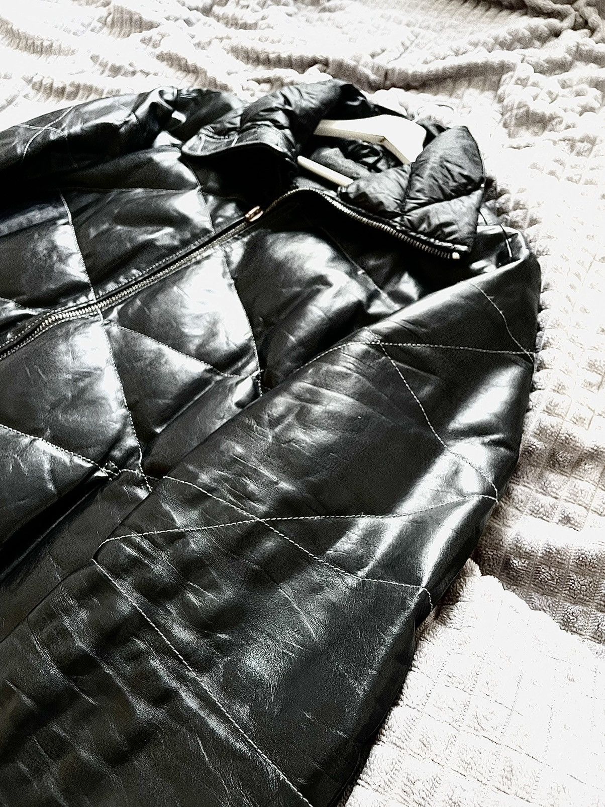 10sei0otto 10Sei0otto Black Guidi Leather Overlock Puffer Down Jacket Size US XL / EU 56 / 4 - 8 Thumbnail
