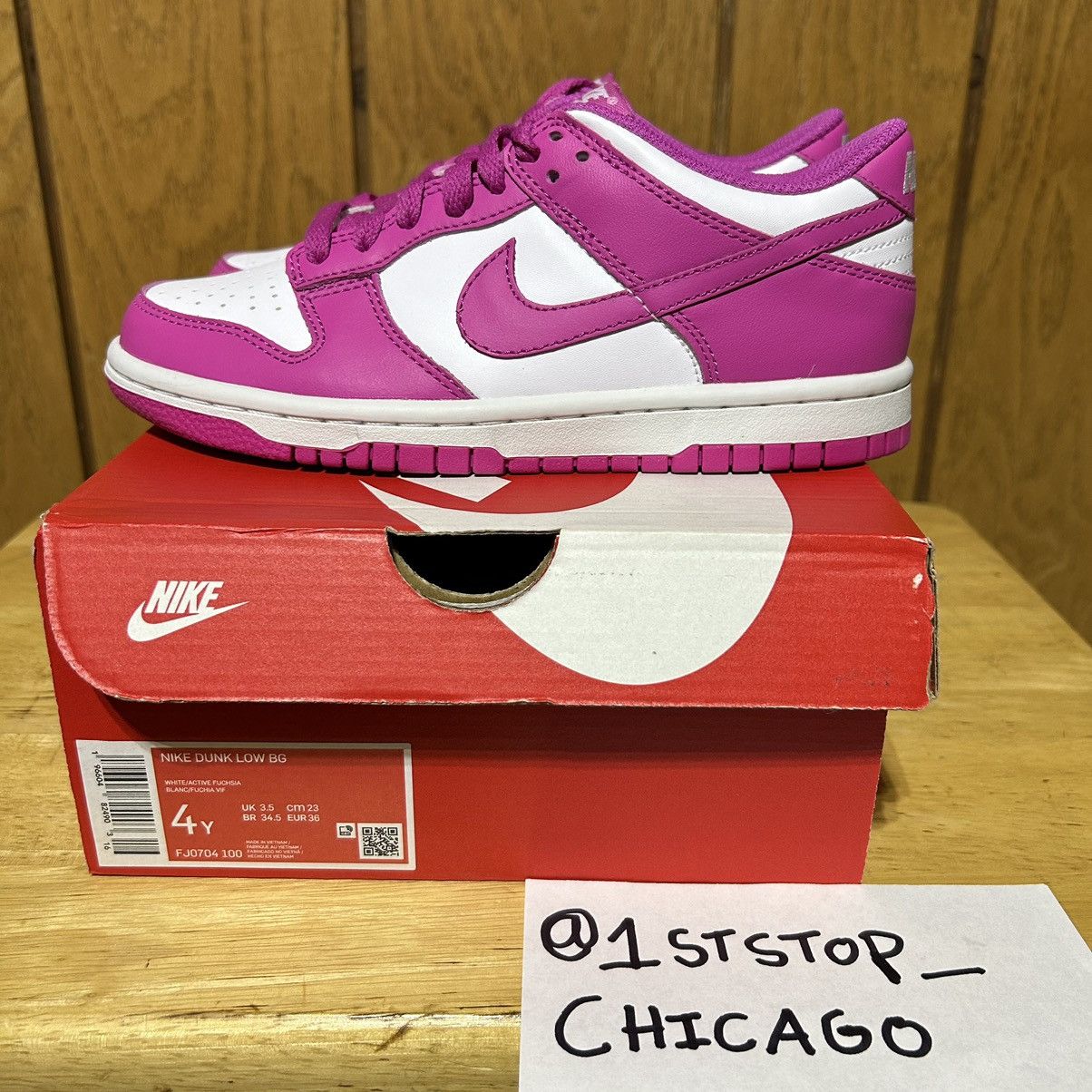Nike Nike Dunk Low Fuchsia Pink FJ0704-100 GS 4Y 5.5W Women’s NEW Size US 5.5 / IT 35.5 - 3 Thumbnail