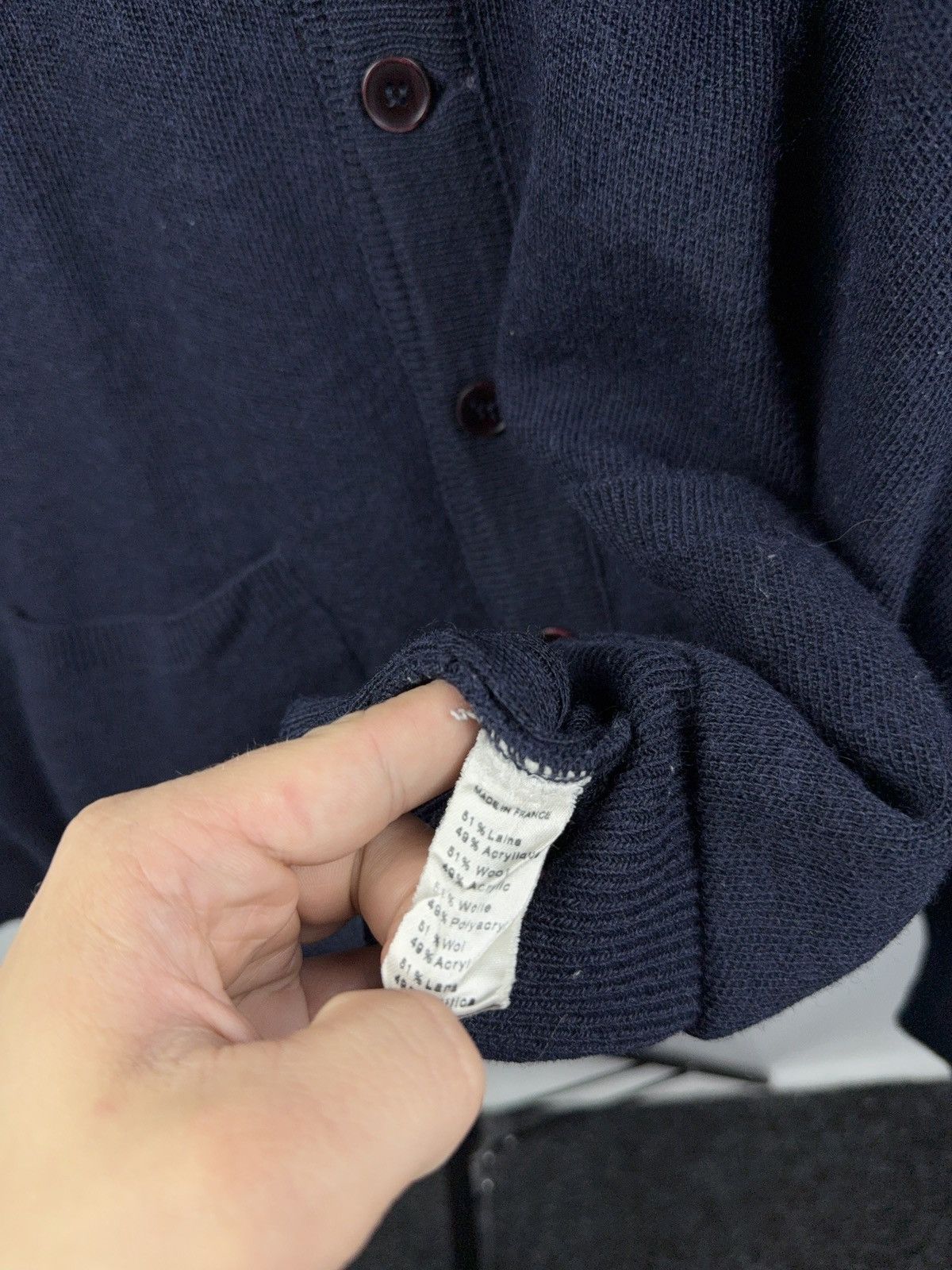 Lacoste Vintage Lacoste Made In France Wool Blend Cardigan Navy XL Size US L / EU 52-54 / 3 - 7 Thumbnail