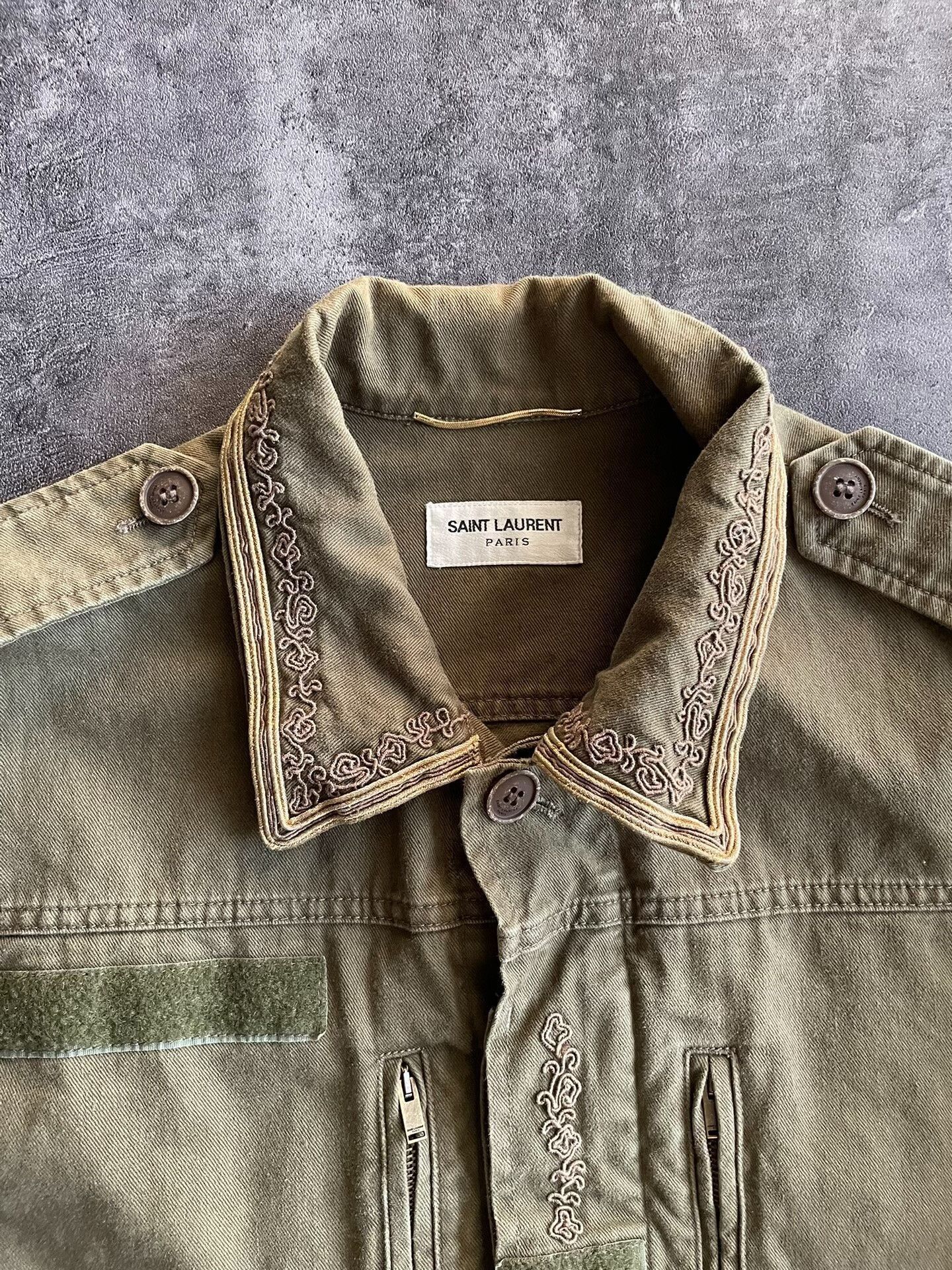 Saint Laurent Paris Saint Laurent Military Green Embroidered Jacket. Size US M / EU 48-50 / 2 - 8 Thumbnail
