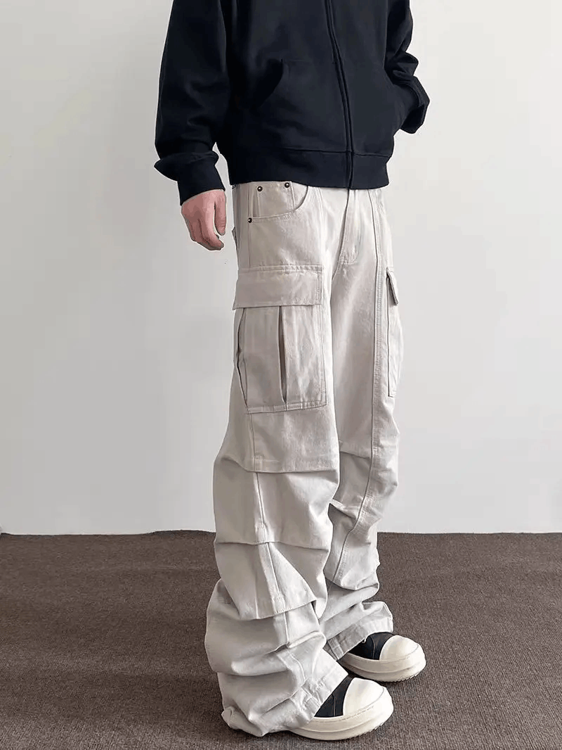 Jean × Vintage High Street Hip Hop Y2K Pleated Micro Flare Trousers Size US 32 / EU 48 - 1 Thumbnail