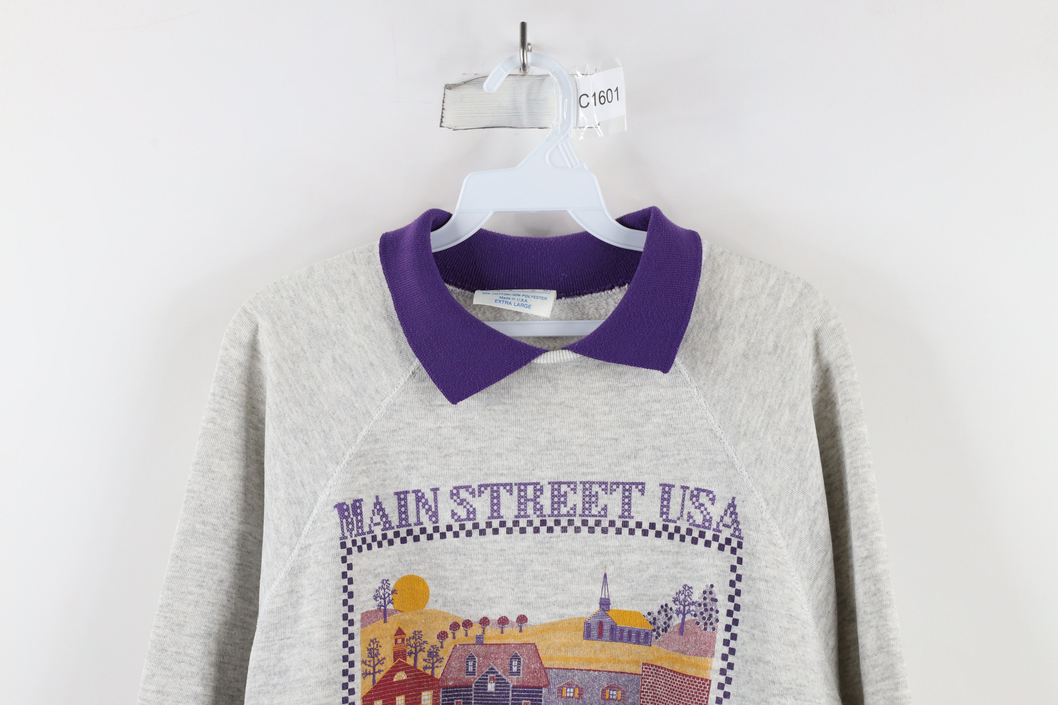 Vintage Vintage 90s Streetwear Hill Virginia Collared Sweatshirt Size XL / US 12-14 / IT 48-50 - 2 Thumbnail