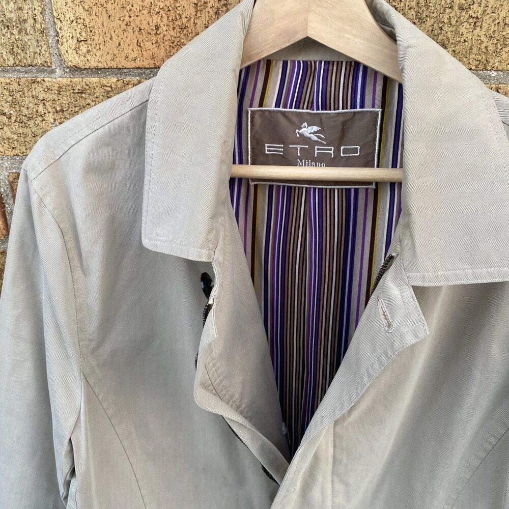 Etro Etro Parid Beige Collared Black Button Trench Coat Size 50 Size US M / EU 48-50 / 2 - 3 Thumbnail