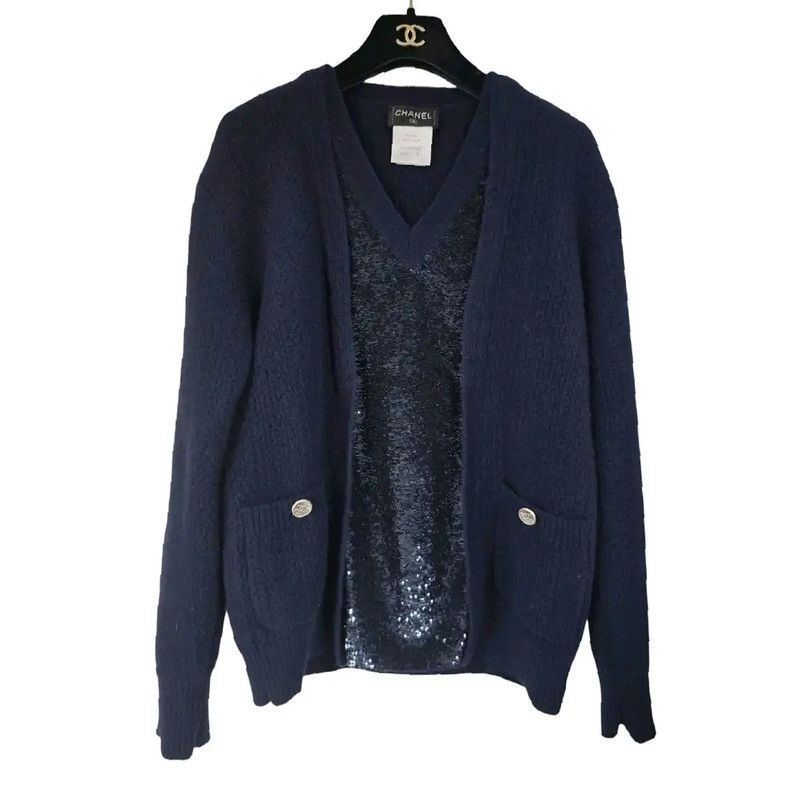 Chanel Chanel Winter Deep Blue Cashmere Sweater 0089 Size S / US 4 / IT 40 - 1 Thumbnail