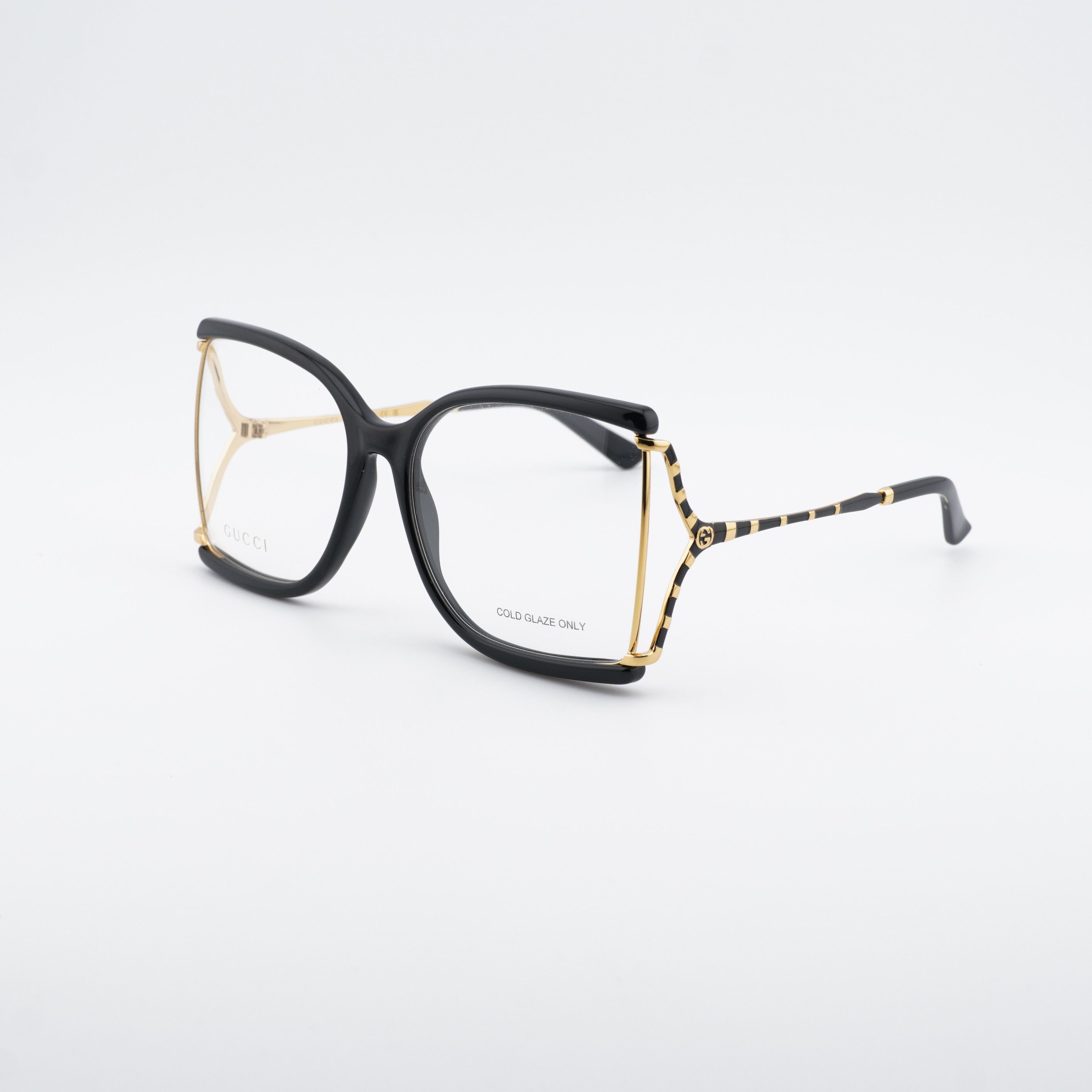 Gucci GG0592O 001 Eyeglasses Black/Gold 60mm Butterfly Frame