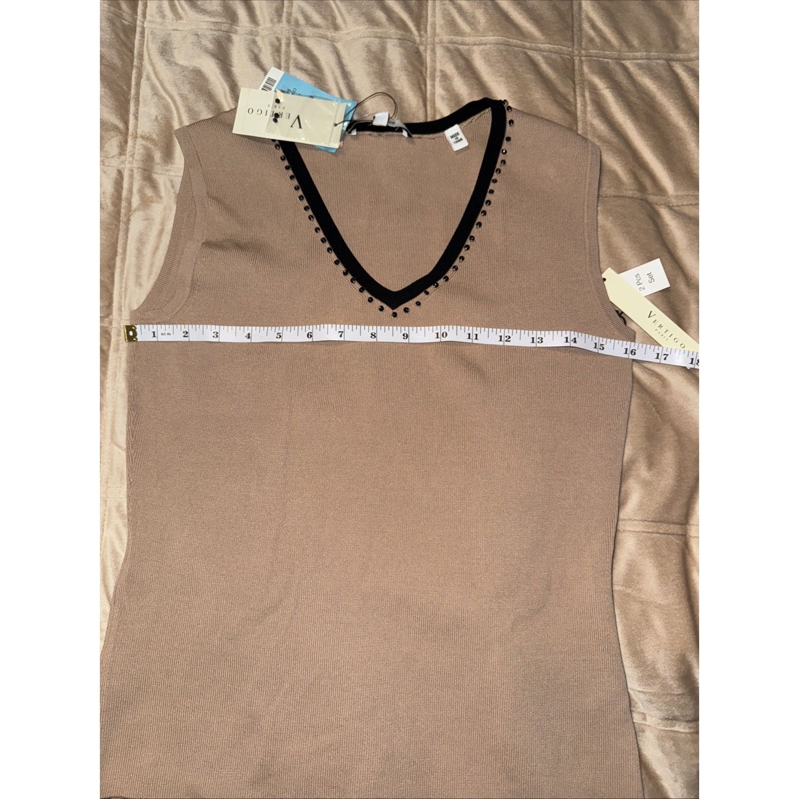 & Other Stories Vertigo Paris Women’s Sleeveless Caramel & Black V Neck Sz L Size L / US 10 / IT 46 - 7 Thumbnail