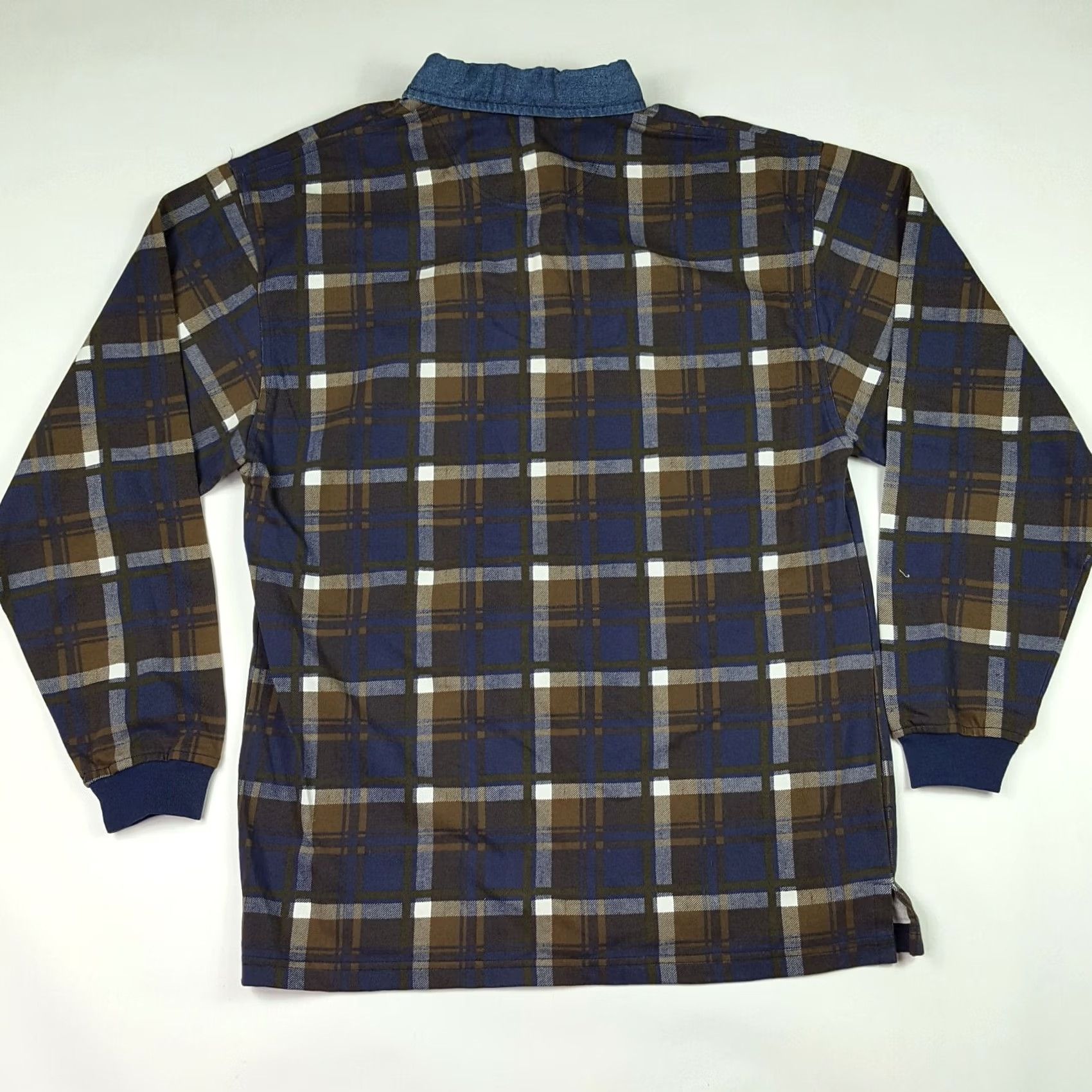 Vintage VINTAGE Munsingwear Plaid Long Sleeve Polo Shirt Shirt Mens L Blue 90s 80s Workwear Collared Button-Up Size US L / EU 52-54 / 3 - 4 Thumbnail