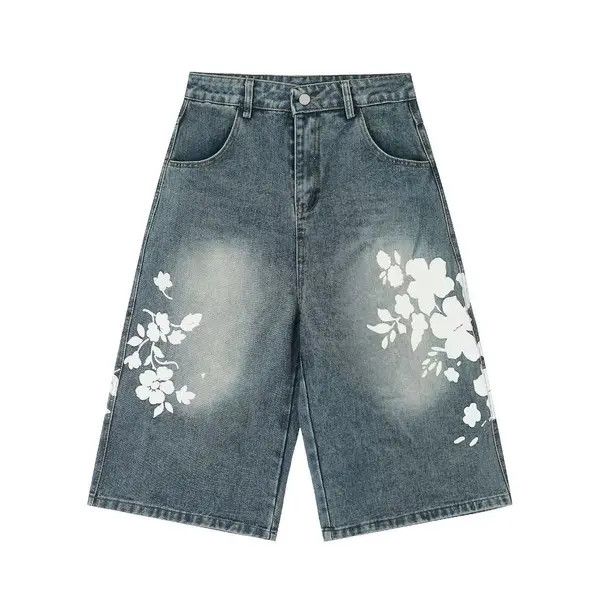 Vintage VIBE Street blue jacquard print baggy denim shorts Size US 30 / EU 46 - 1 Thumbnail