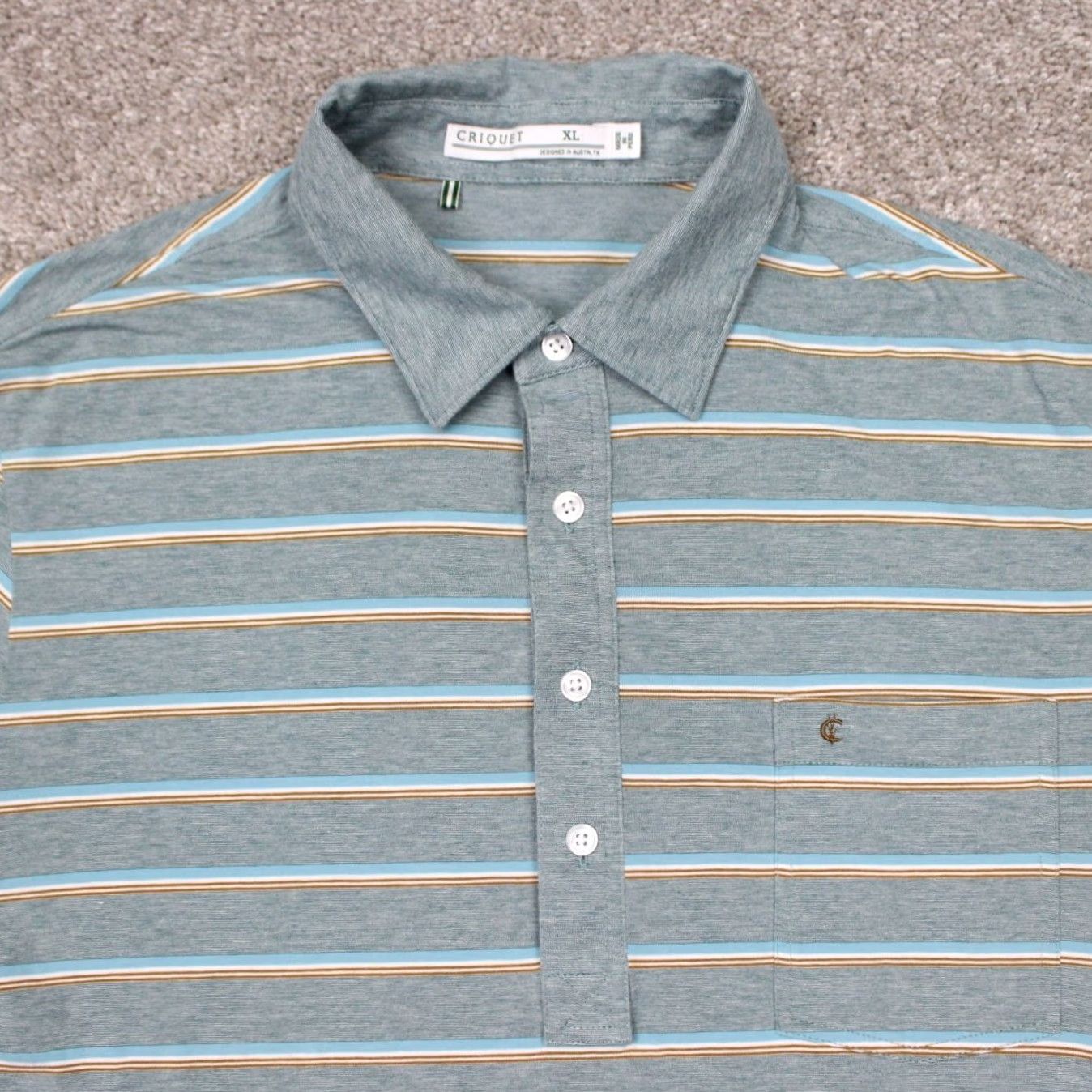 Vintage Criquet Polo Shirt Mens XL Blue/Green Pima Cotton Stretch Golf S/S 4 Button Size US XL / EU 56 / 4 - 5 Thumbnail