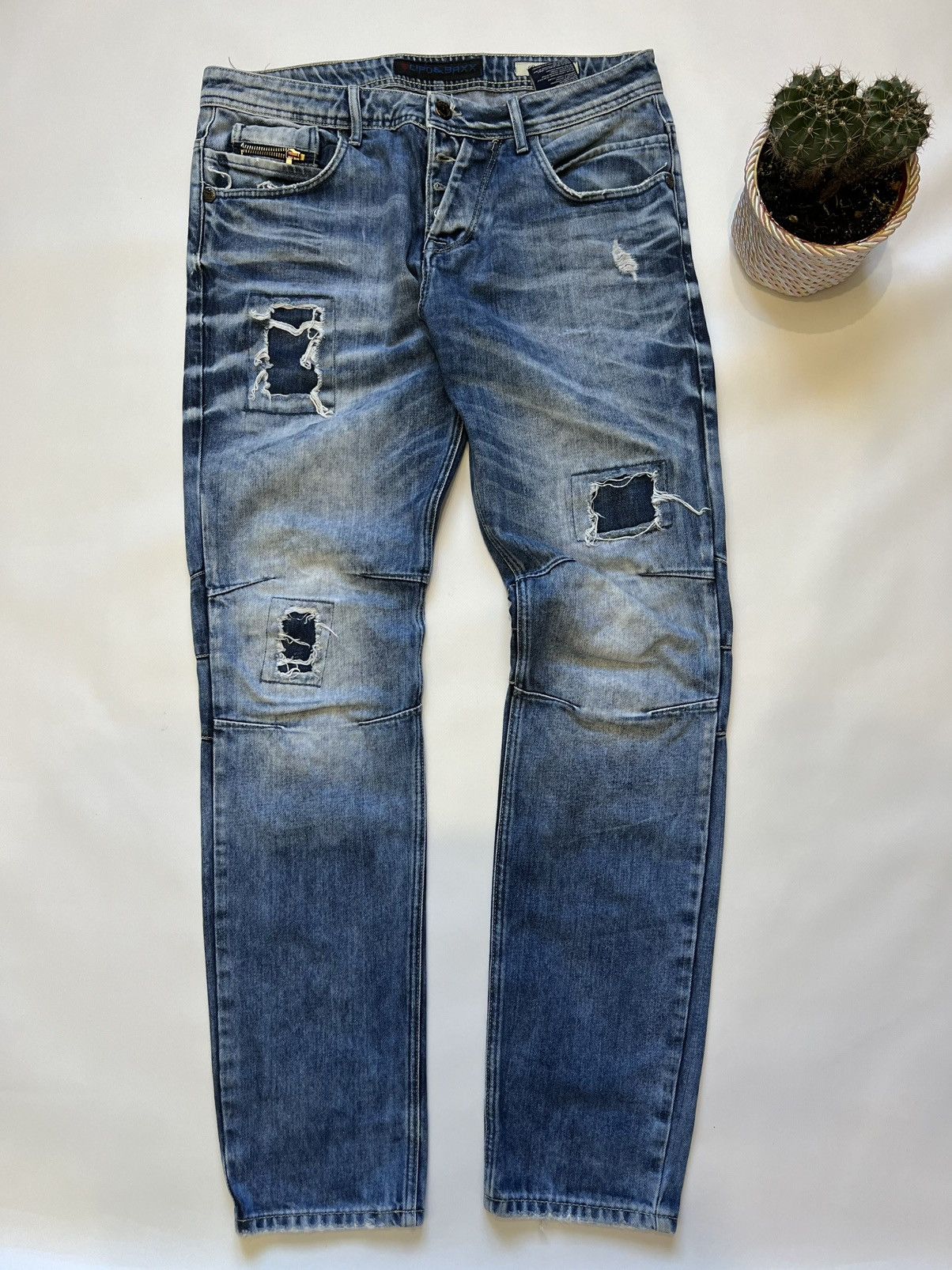 If Six Was Nine Japanese Brand - CIPO&BAXX Multi Pocket Jeans Pants Distress Size US 34 / EU 50 - 1 Thumbnail